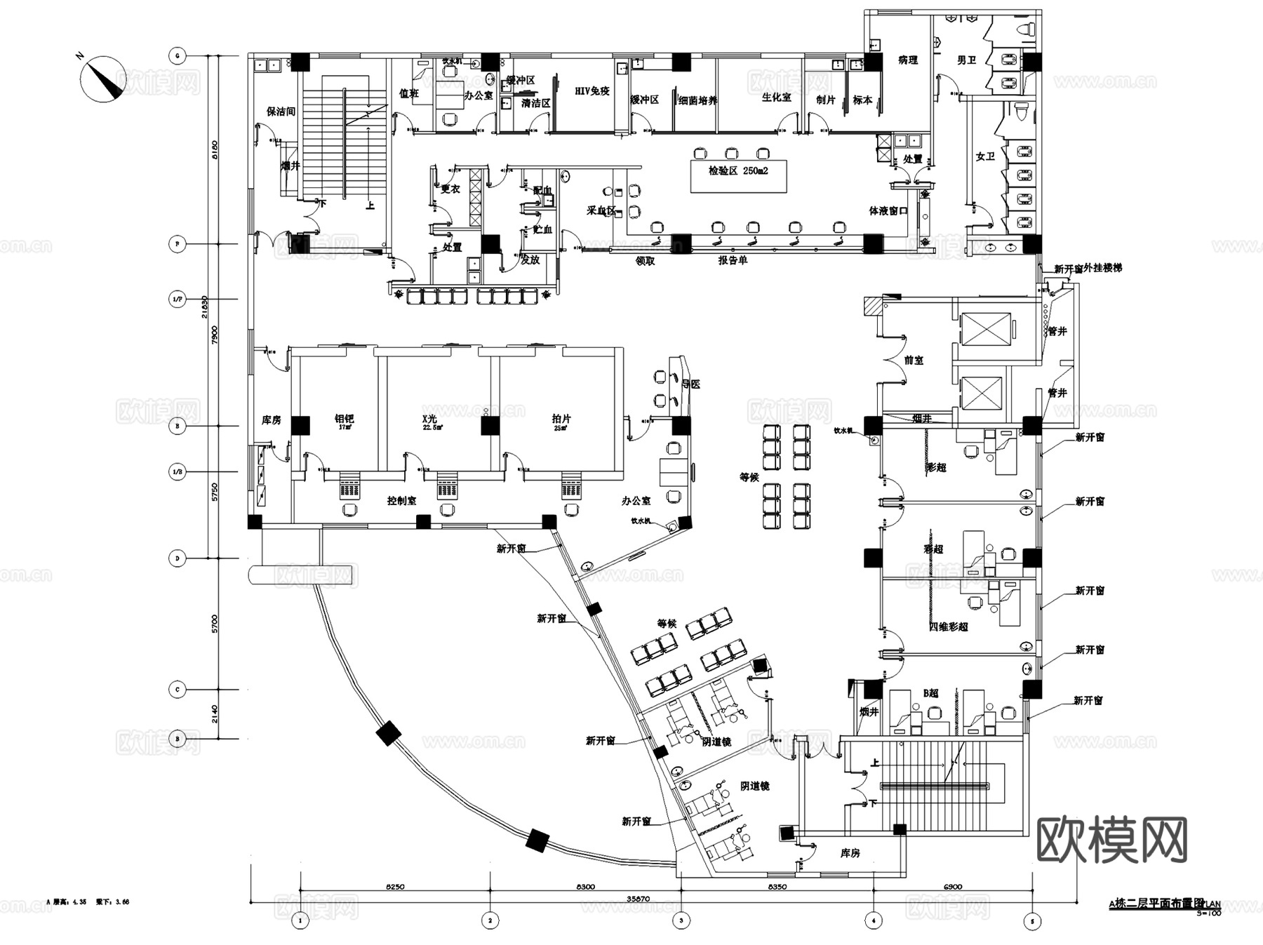 深圳港龙妇产医院室内装饰CAD施工图全套cad施工图