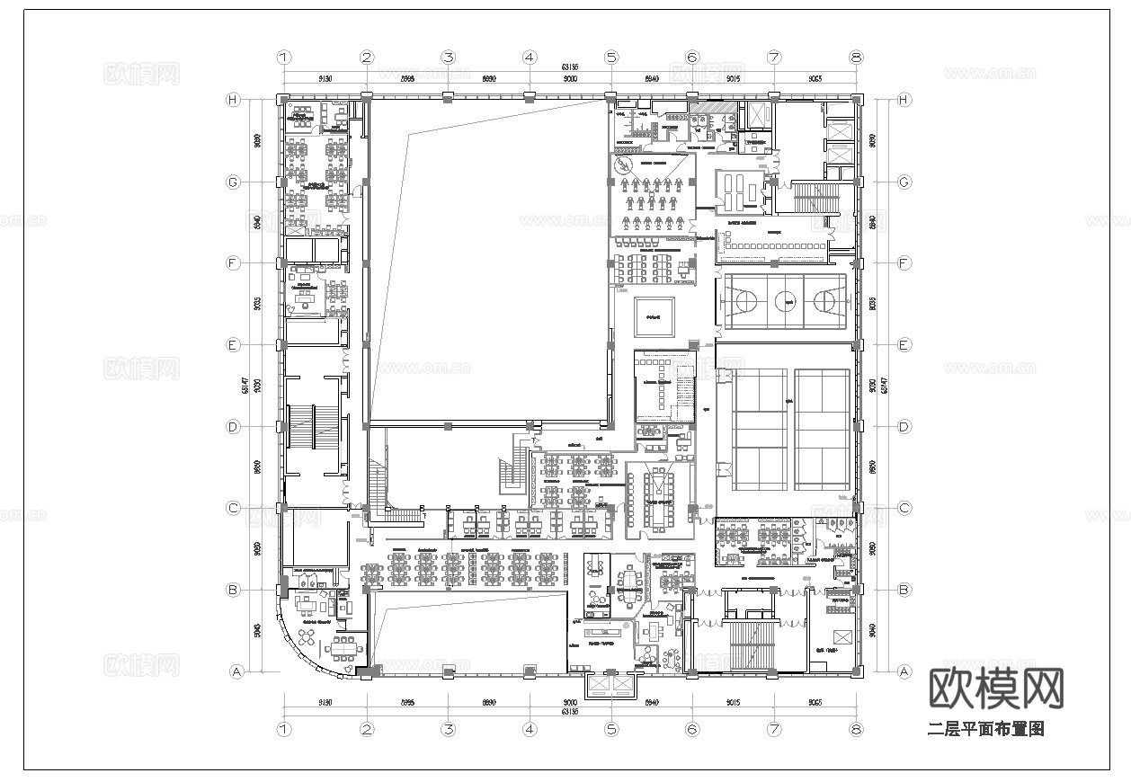 健身房 最新平面施工图合集cad施工图
