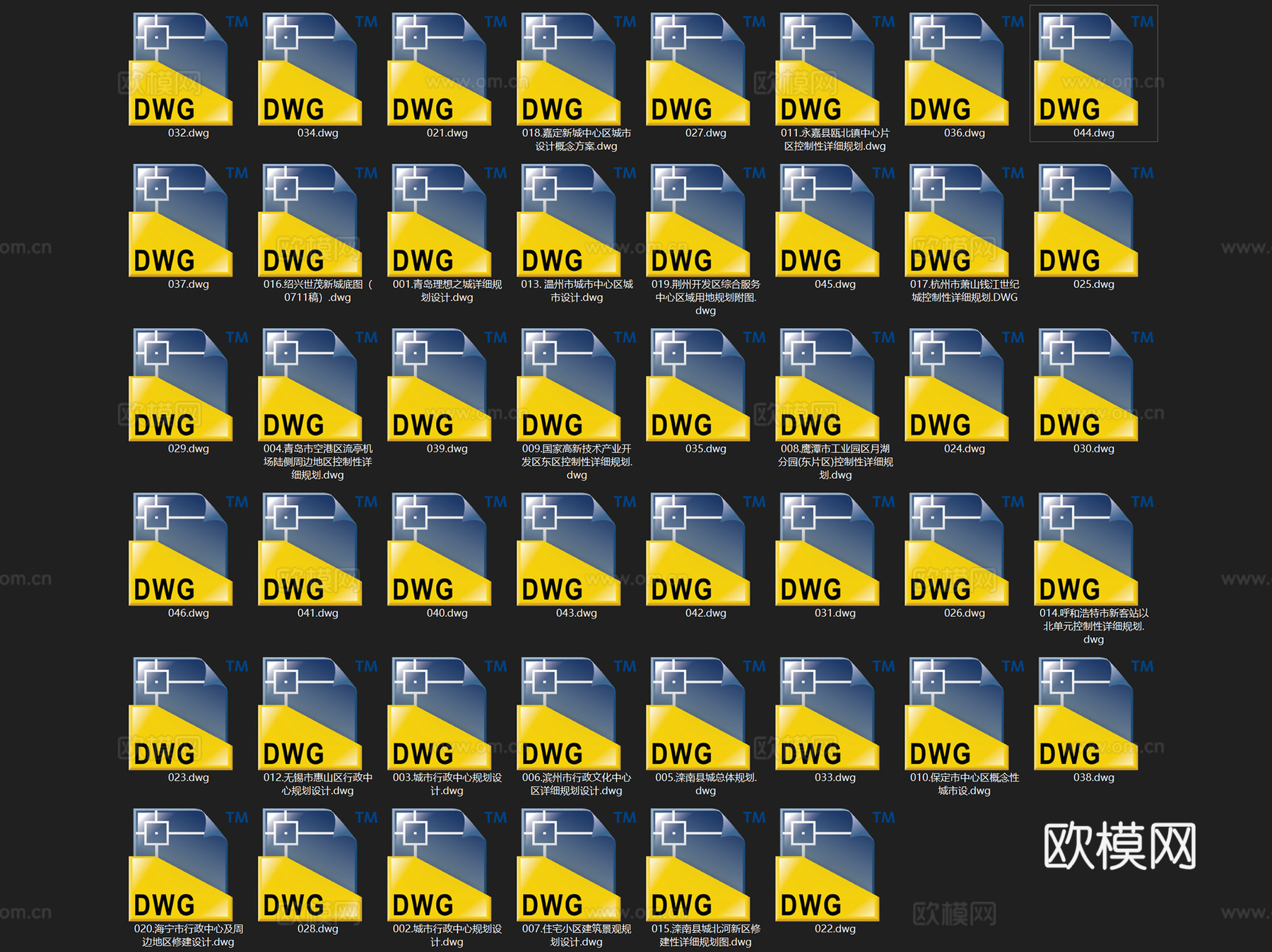 行政中心商办片区城市规划CAD总平面图施工图集46套cad施工图