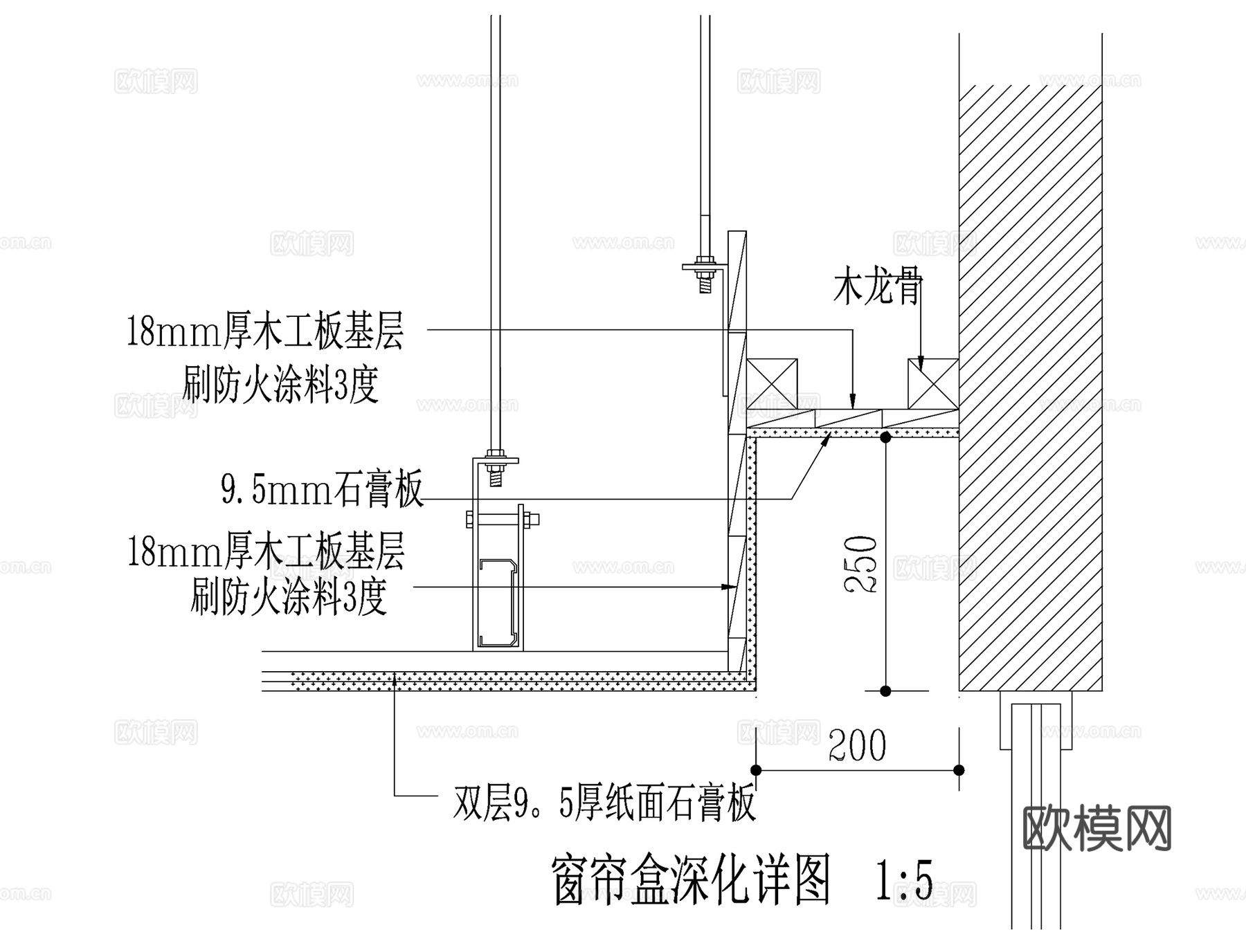 窗帘盒节点大样详图CAD施工图集 7套cad施工图