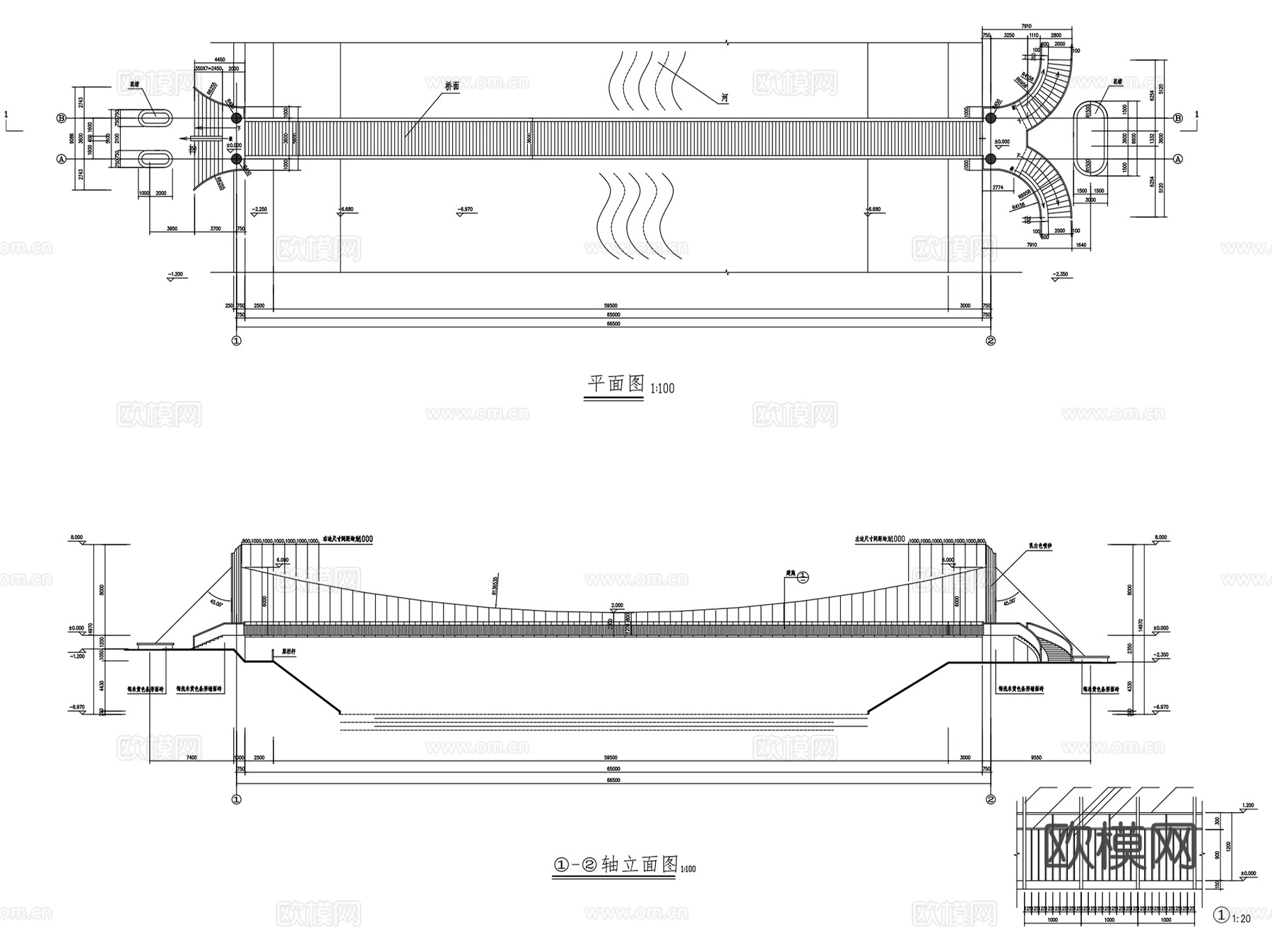 大桥悬索桥吊桥桥梁CAD施工图集 16套cad施工图