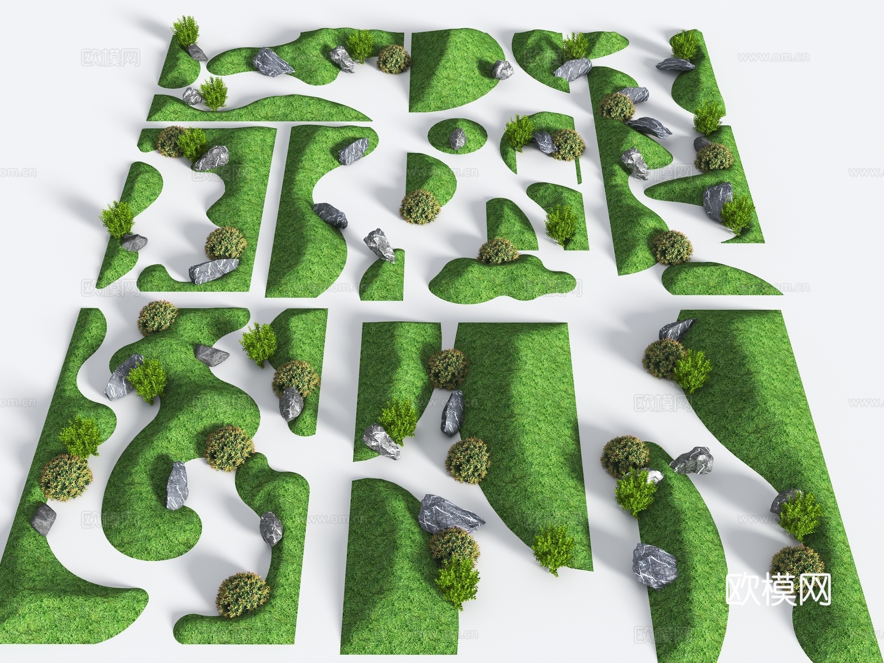 现代微地形 草坡 小山包 小土坡 枯山水 绿岛 庭院景观 景su模型