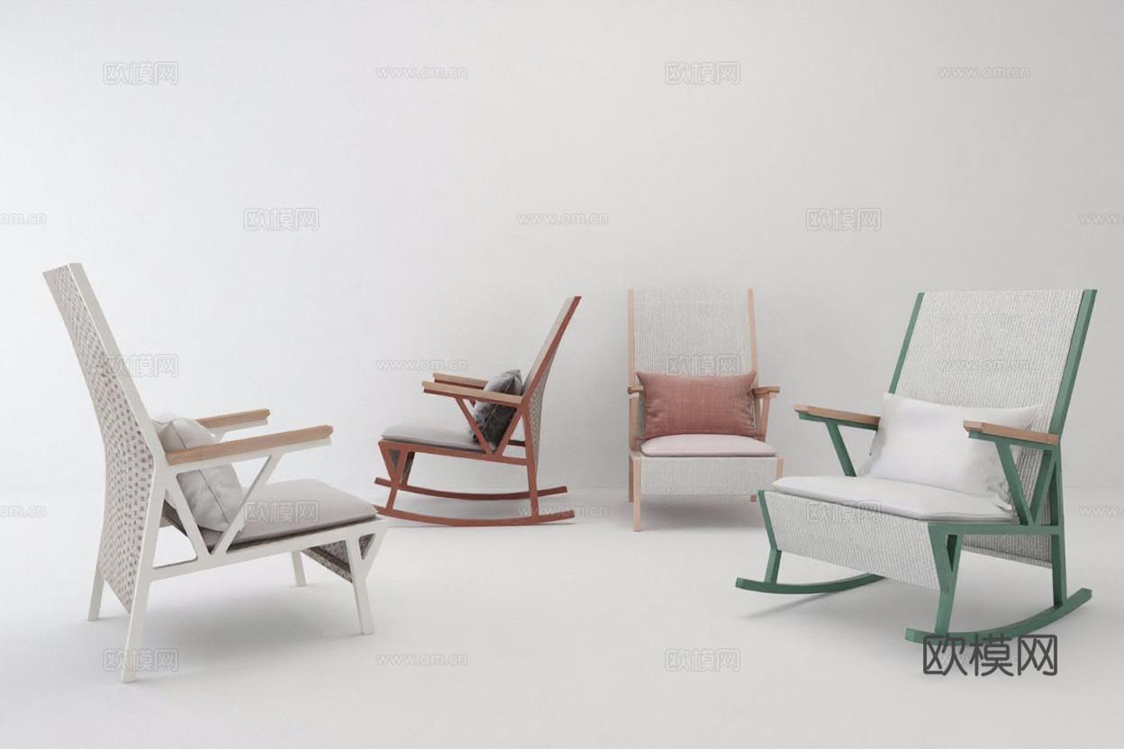 现代家居设计 3D渲染家具展示 编织椅背扶手椅 纯白背景室内装饰免费3d模型下载