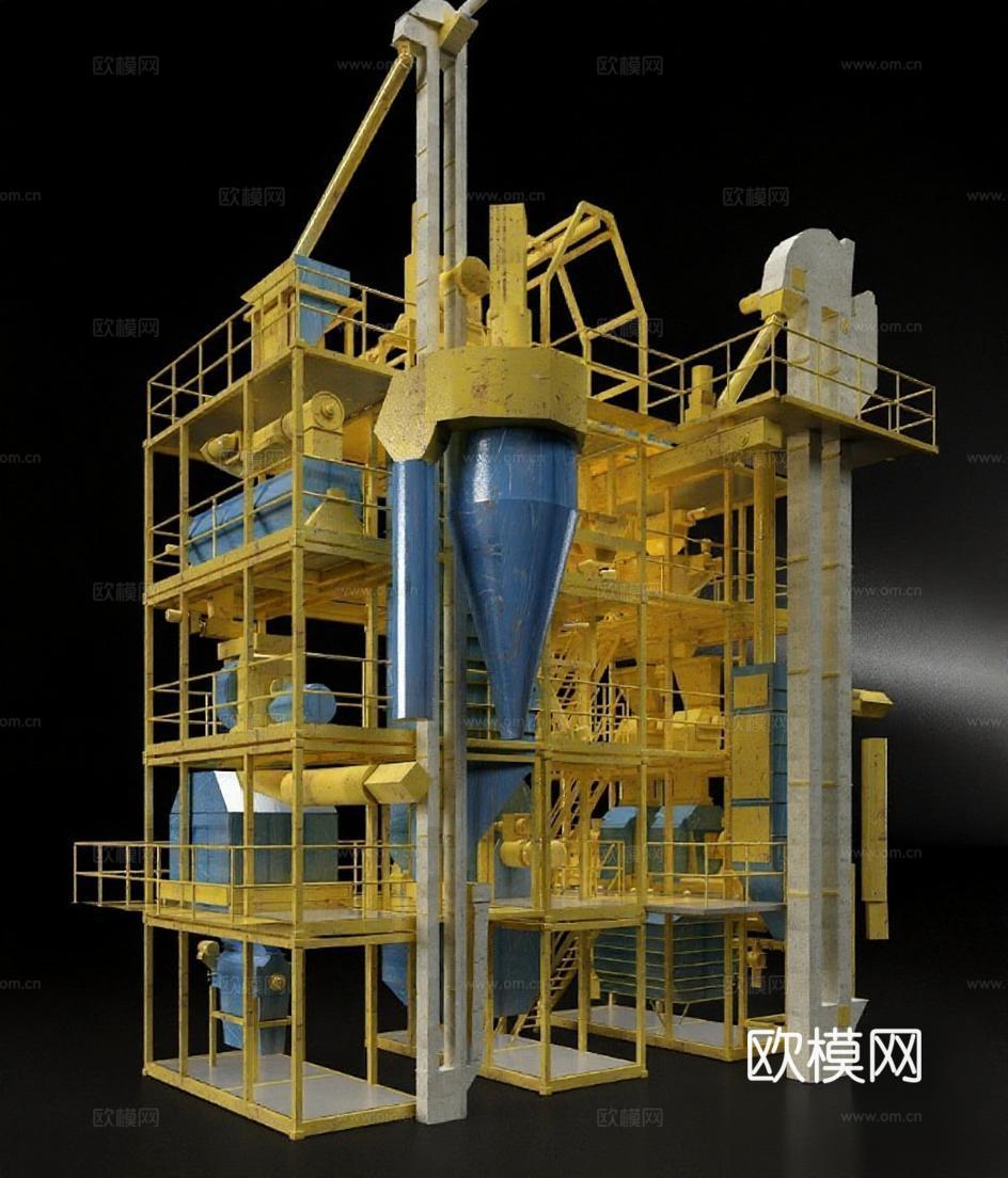 工业设备3D模型 机械结构设计 工厂设备渲染展示 建筑模型解析免费3d模型