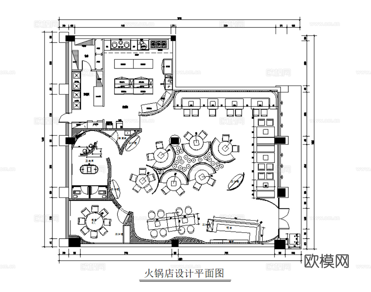 130套餐厅快餐店CAD平面设计方案cad施工图