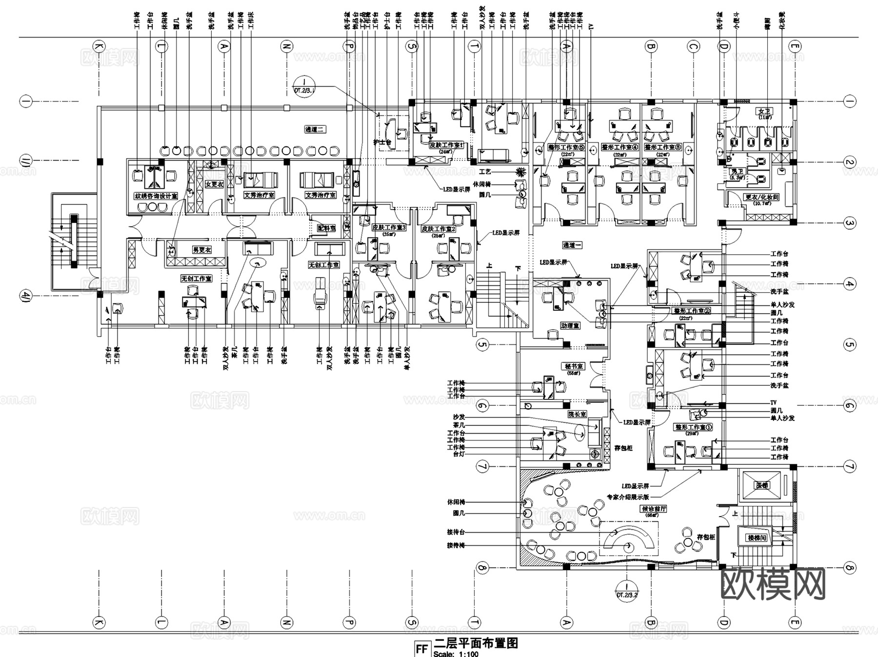 深圳美莱医疗美容医院室内装饰CAD施工图全套cad施工图