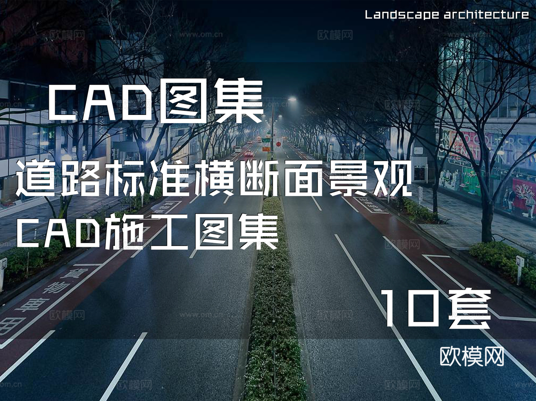 道路标准横断面景观CAD施工图集10套cad施工图