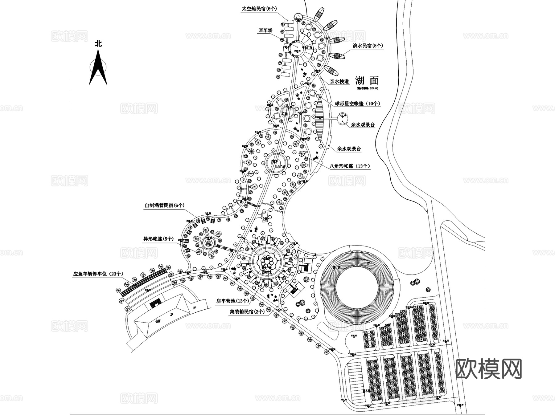 露营房车帐篷营地景观CAD施工图集 9套cad施工图