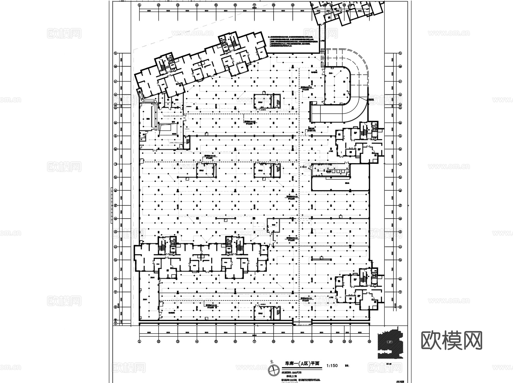 车库停车场停车位CAD施工图集cad施工图