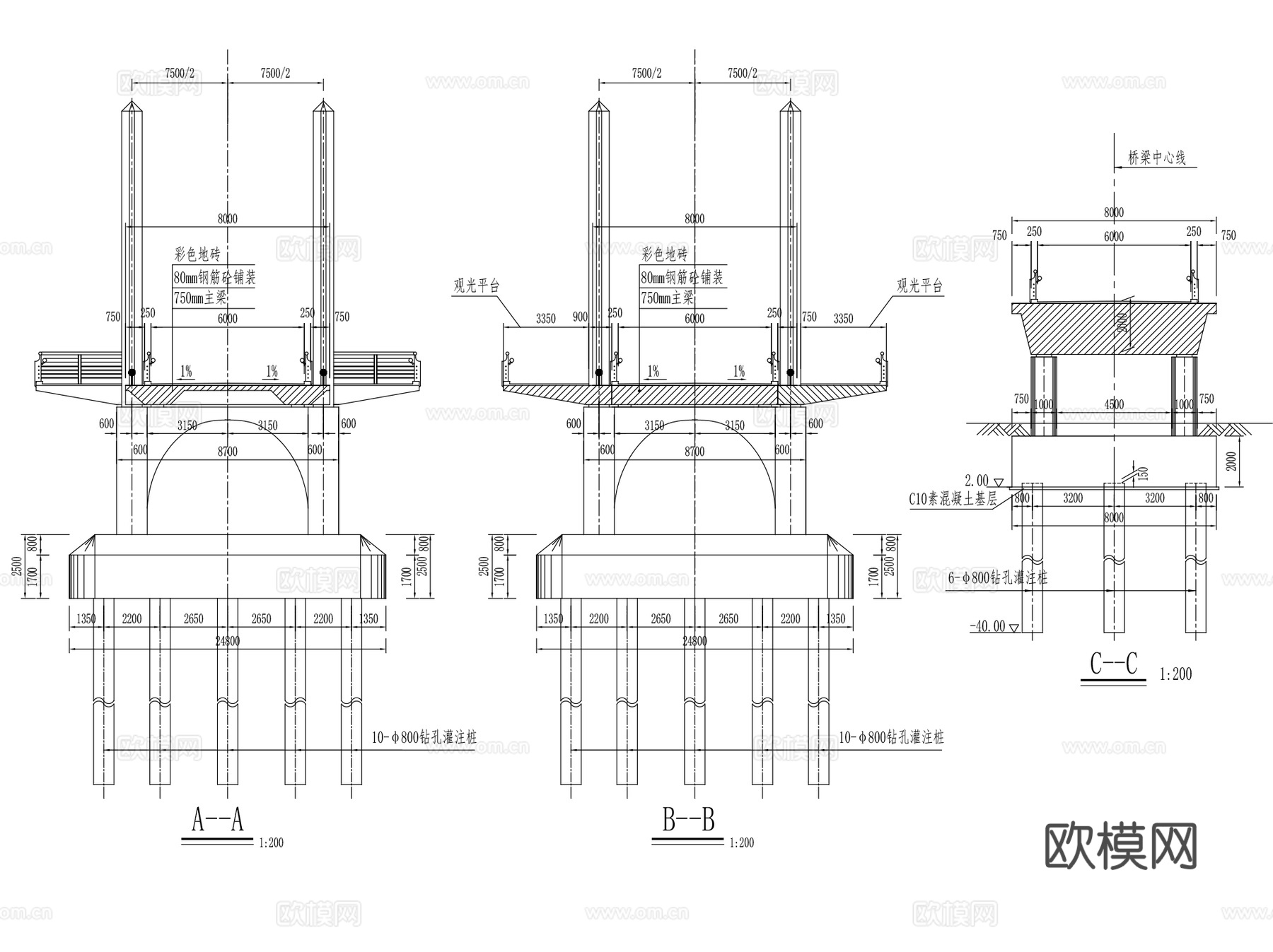 大桥悬索桥吊桥桥梁CAD施工图集 16套cad施工图