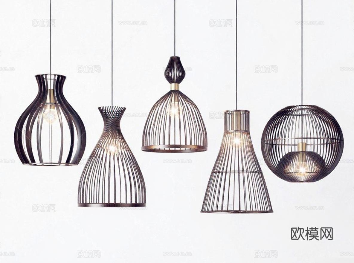 现代吊灯设计 金属竹藤灯具 高端家居装饰 多造型艺术灯具 室内简约照明免费3d模型