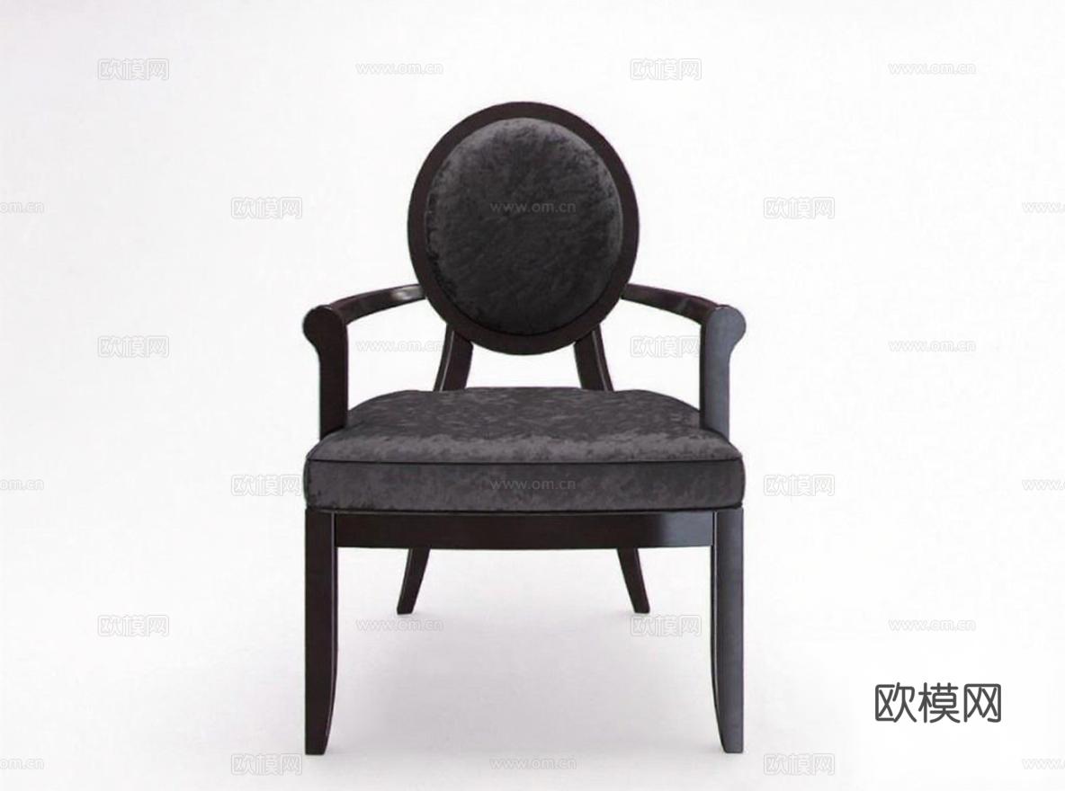 深灰天鹅绒扶手椅 深棕木框架复古设计 高端家居办公适用 质感细节展示 现代简约风格免费3d模型