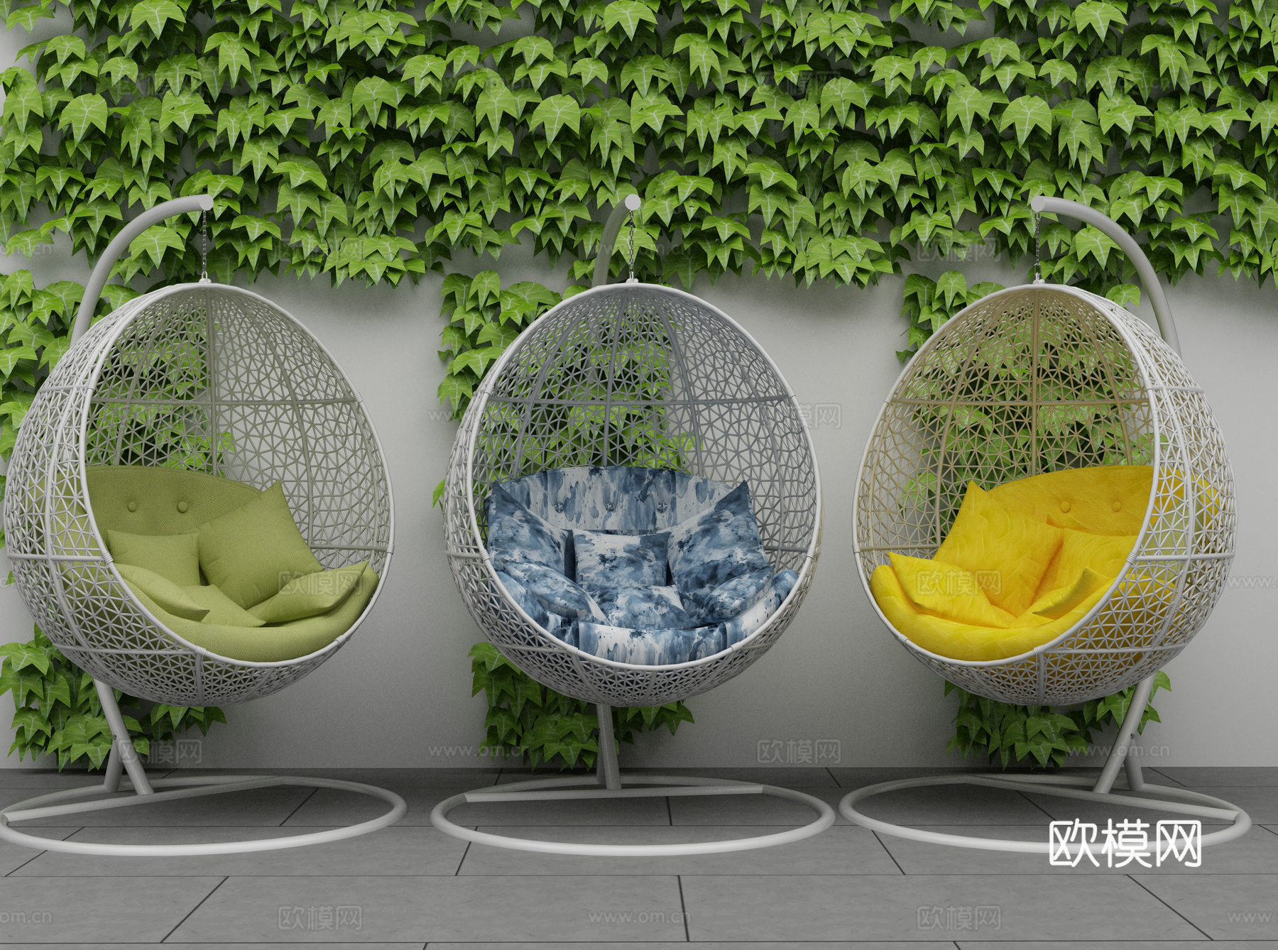 现代吊椅组合3d模型下载（渲染图1）
