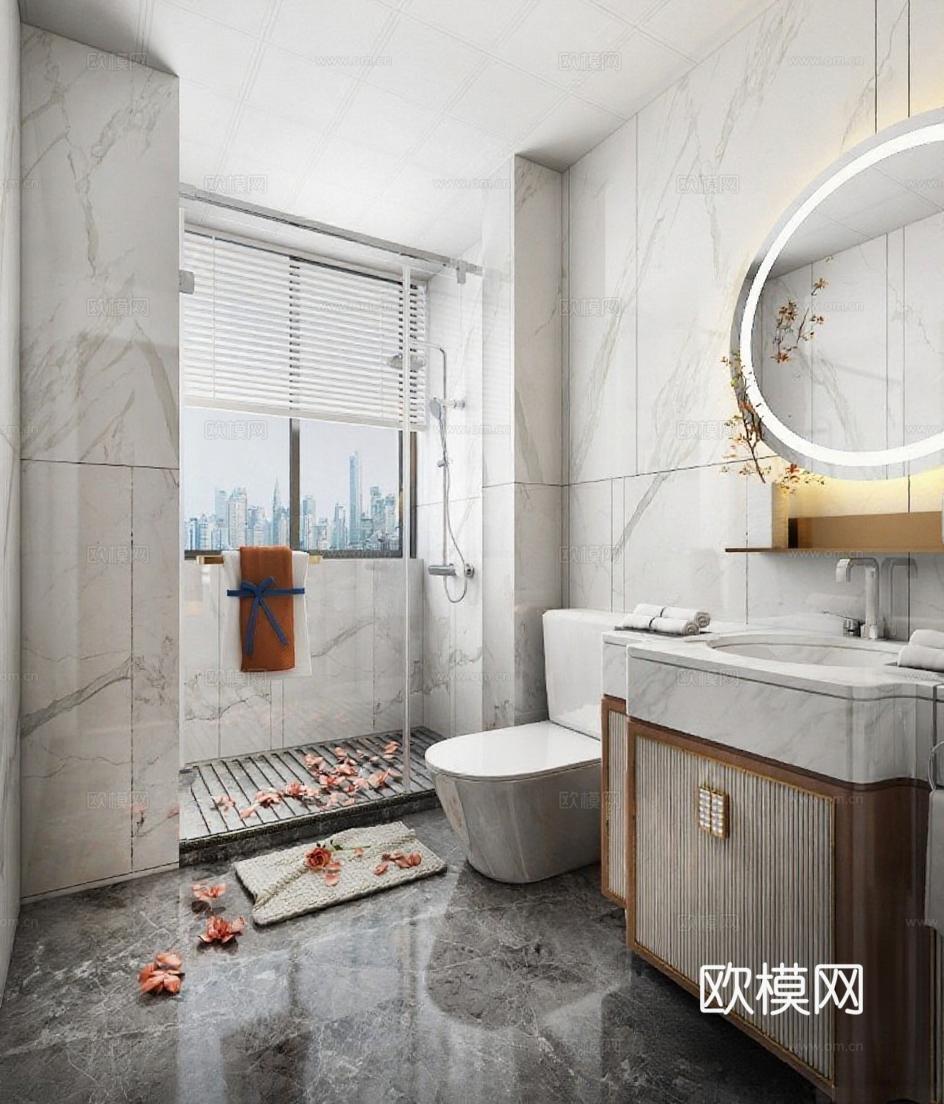 高端现代浴室设计 智能卫浴空间装修灵感免费3d模型