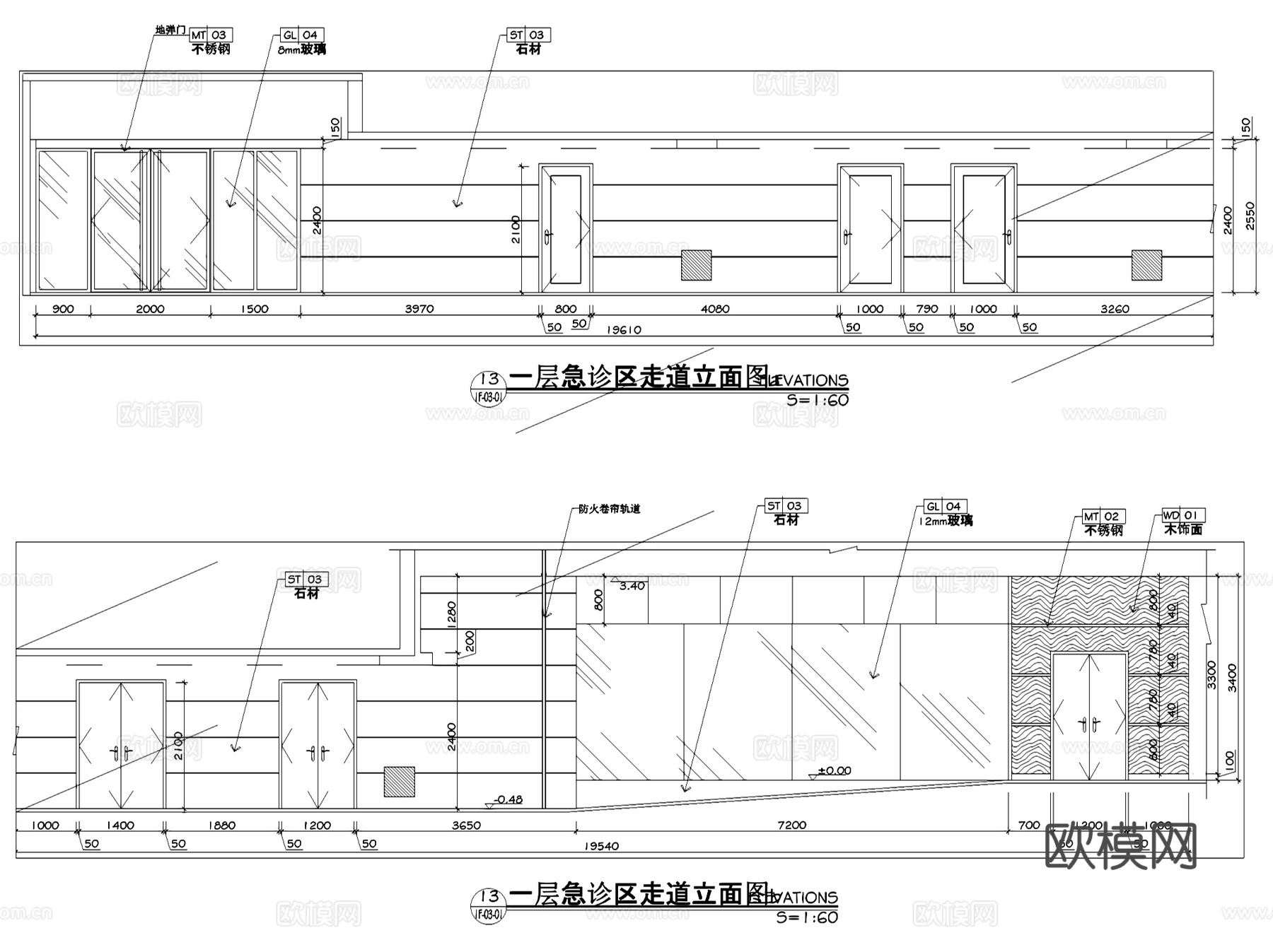 深圳港龙妇产医院室内装饰CAD施工图全套cad施工图