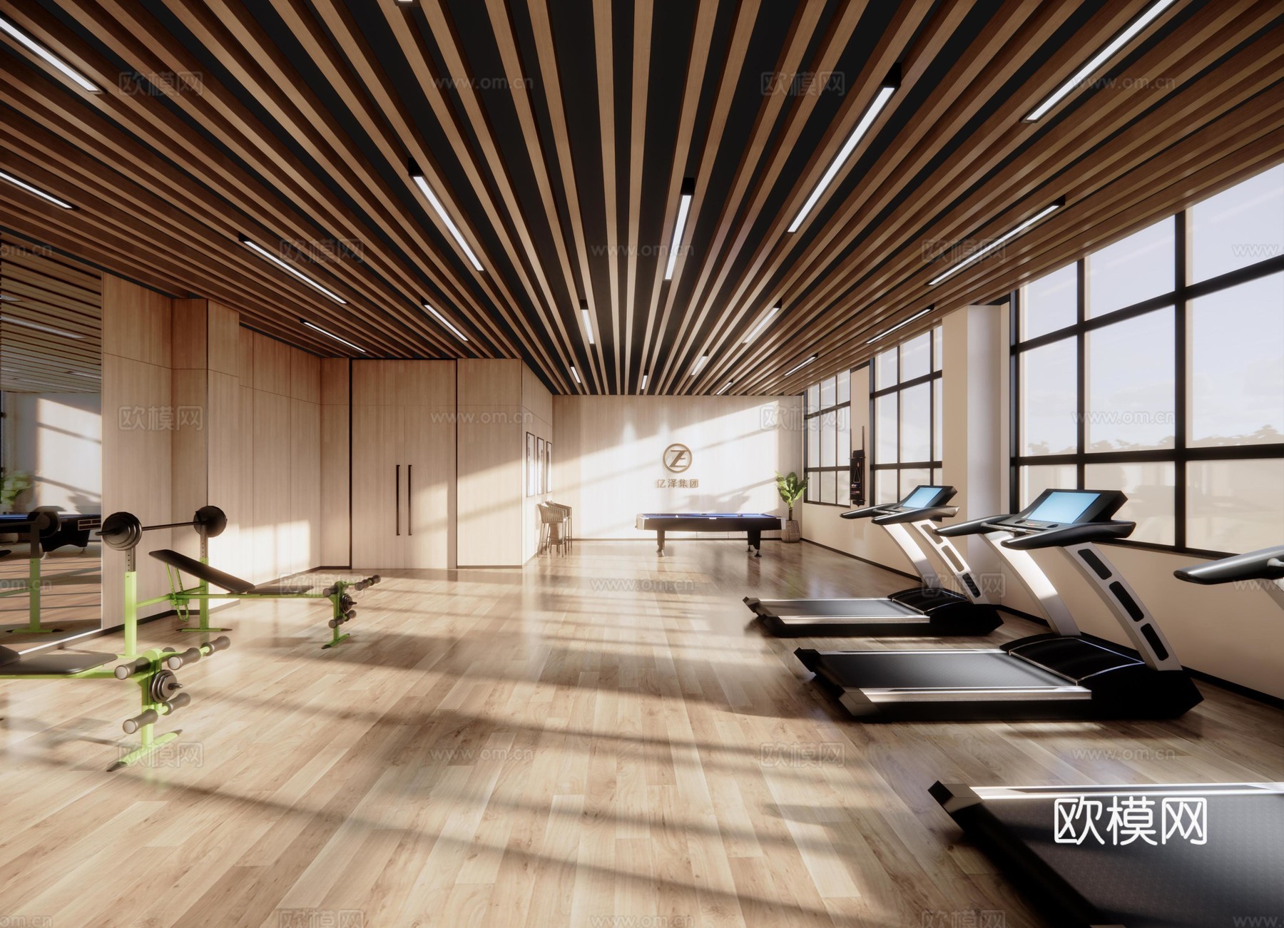 健身房 最新全套施工图 效果图合集cad施工图