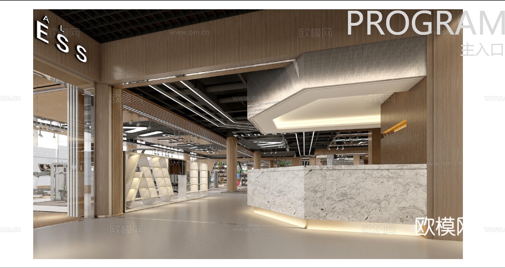 健身房 最新全套施工图 效果图合集cad施工图