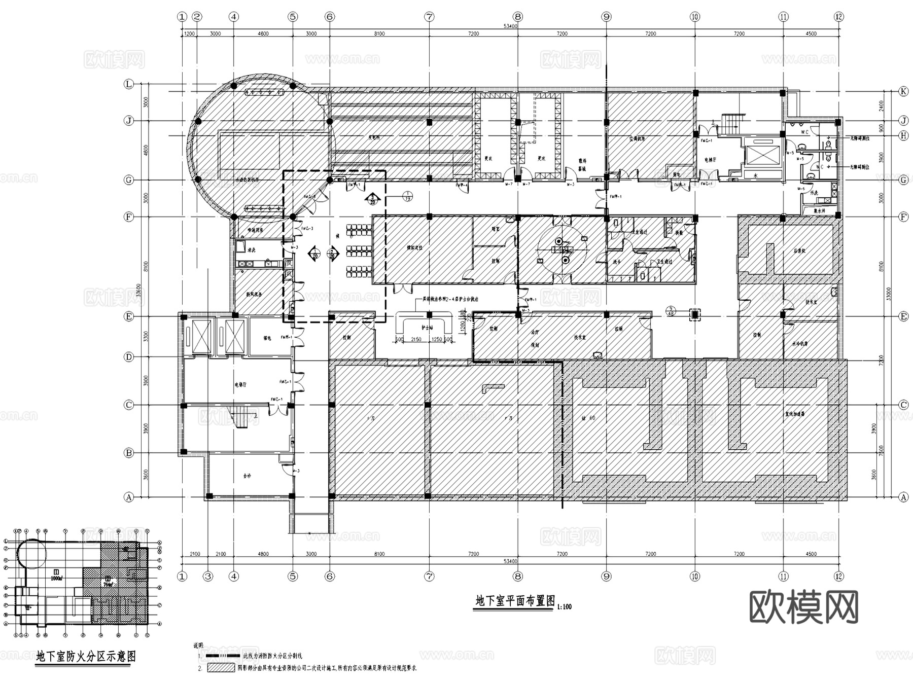 江西中寰红谷滩肿瘤医院室内装饰CAD施工图全套cad施工图