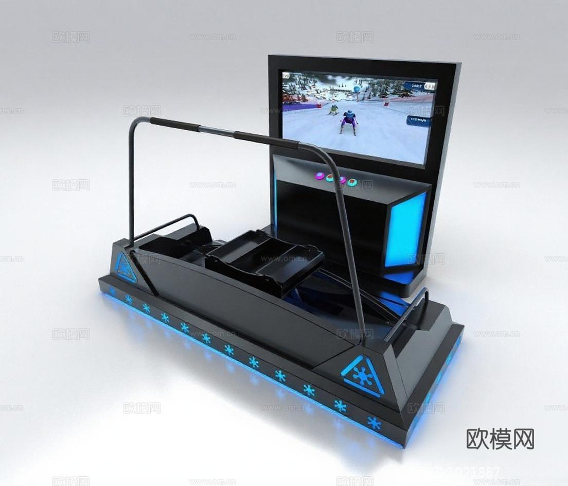 VR滑雪模拟器体感游戏电竞设备 3D沉浸式室内滑雪机 科技感LED电竞游戏厅设备免费3d模型