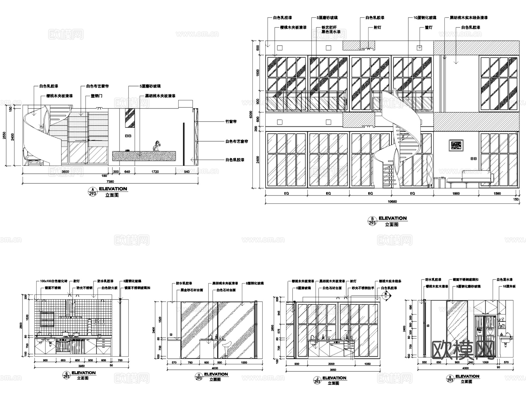 各风格别墅家装室内装饰CAD施工图集 5套cad施工图