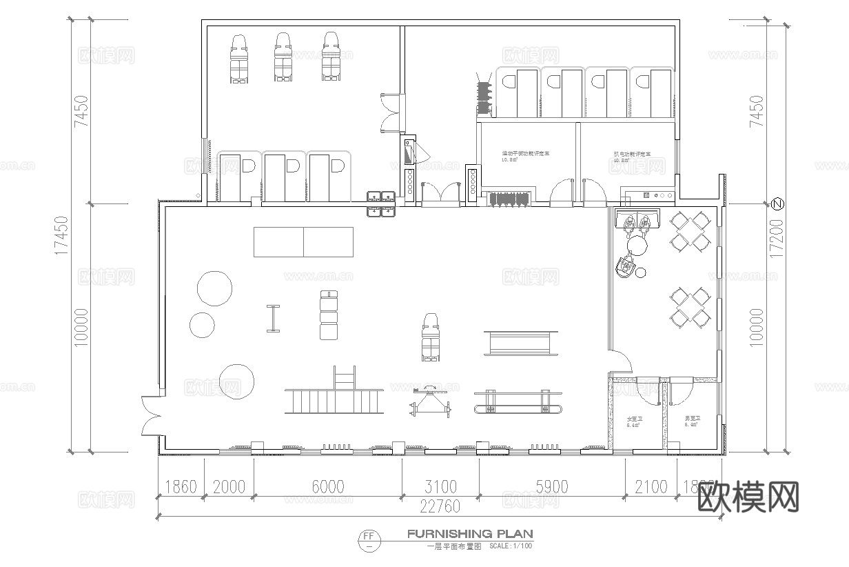 健身会所 最新平面施工图合集cad施工图
