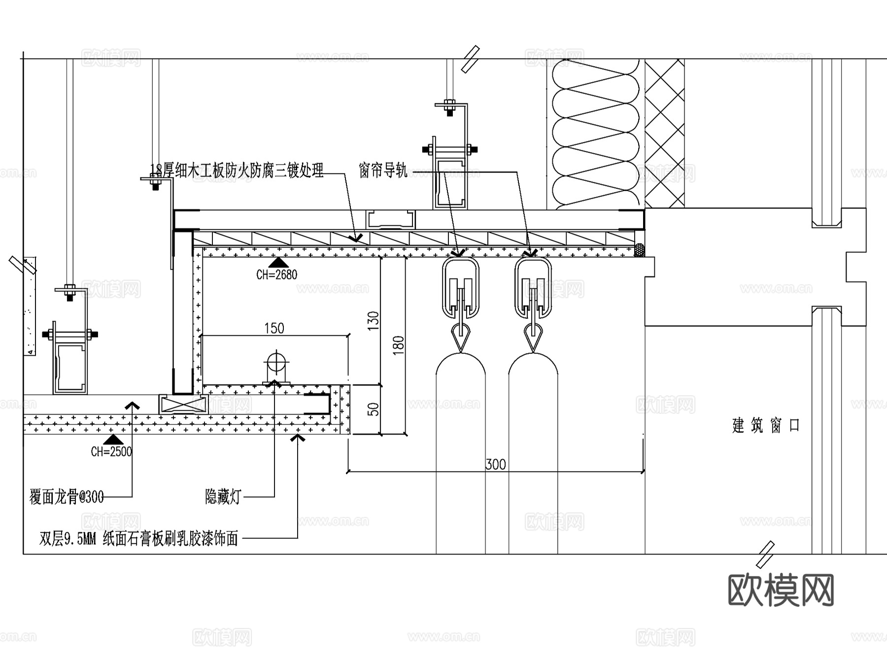 窗帘盒节点大样详图CAD施工图集 7套cad施工图