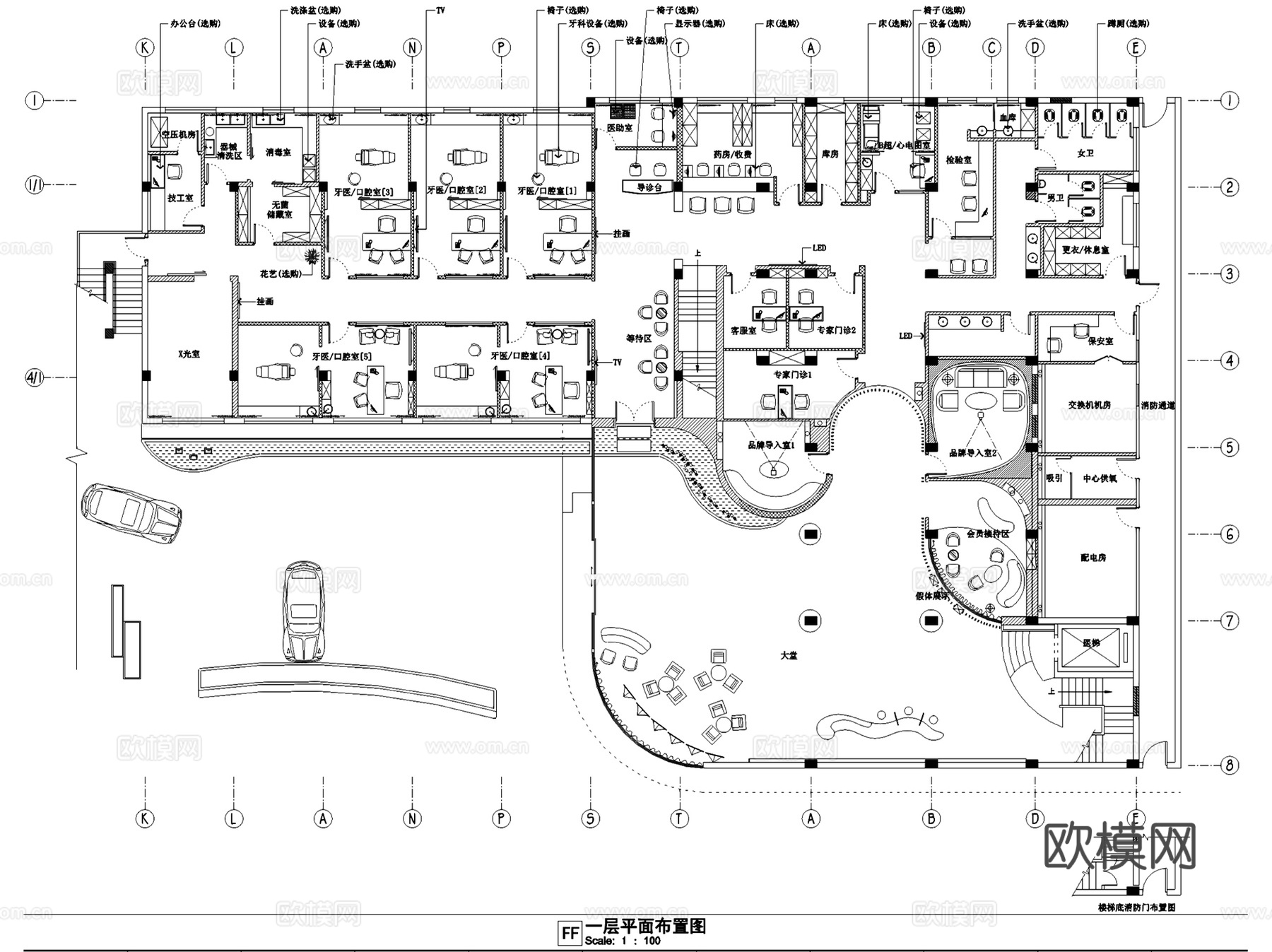深圳美莱医疗美容医院室内装饰CAD施工图全套cad施工图