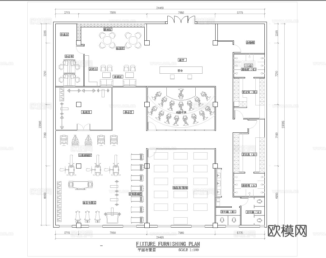 健身会所 最新平面施工图合集cad施工图