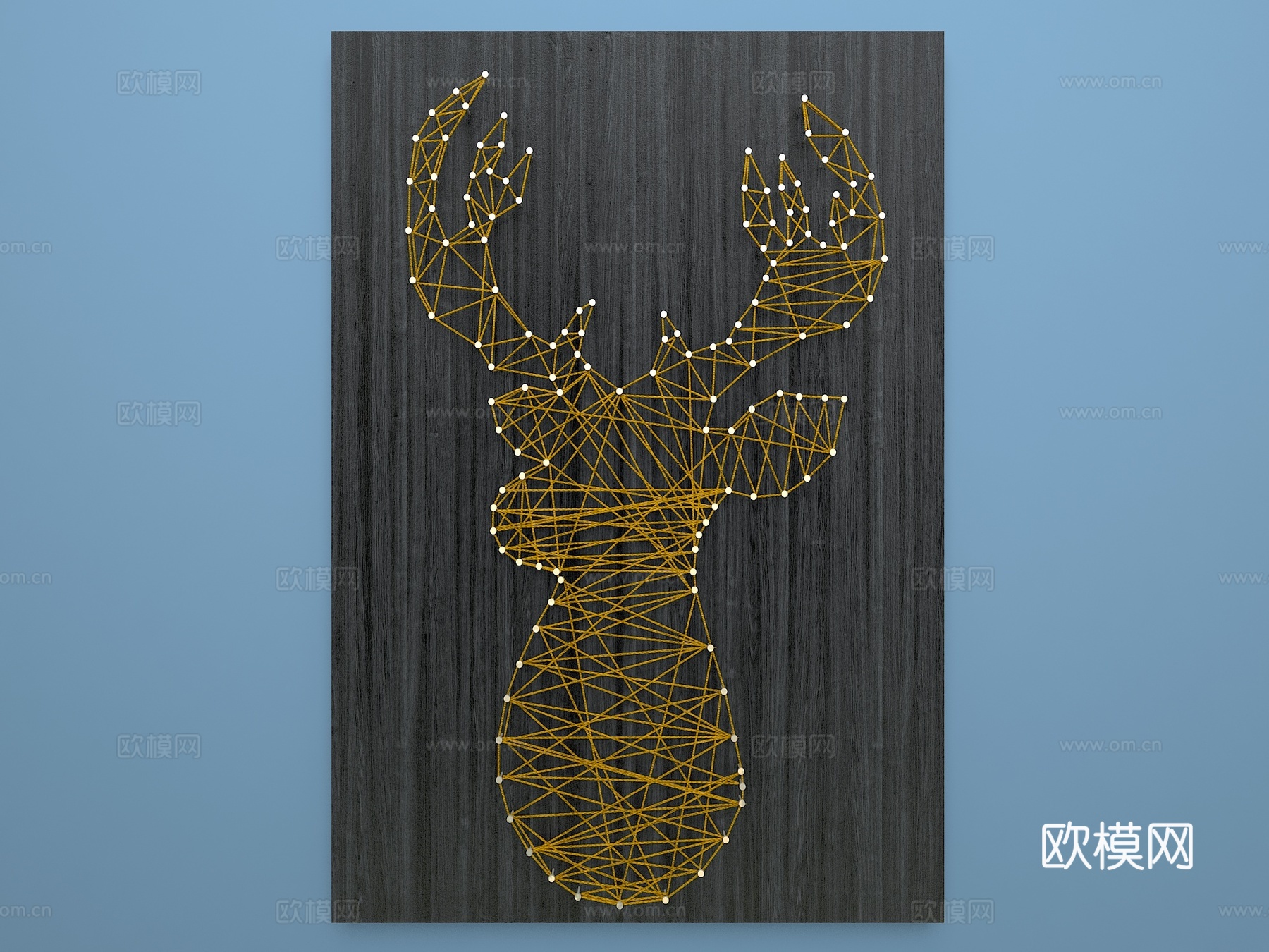 黄金鹿绕线画3d模型下载（渲染图2）