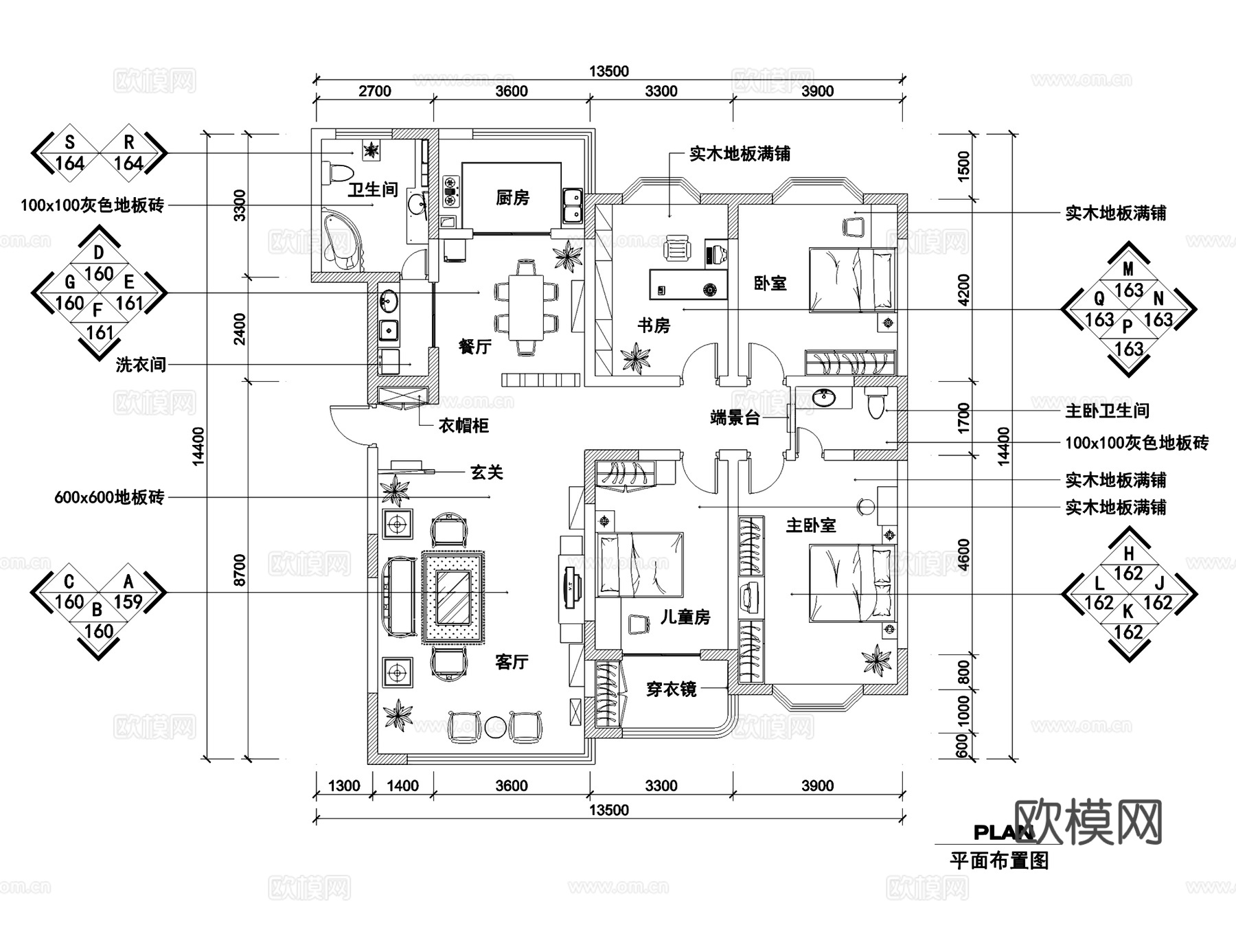 多居室各风格室内装饰CAD施工图集 5套cad施工图