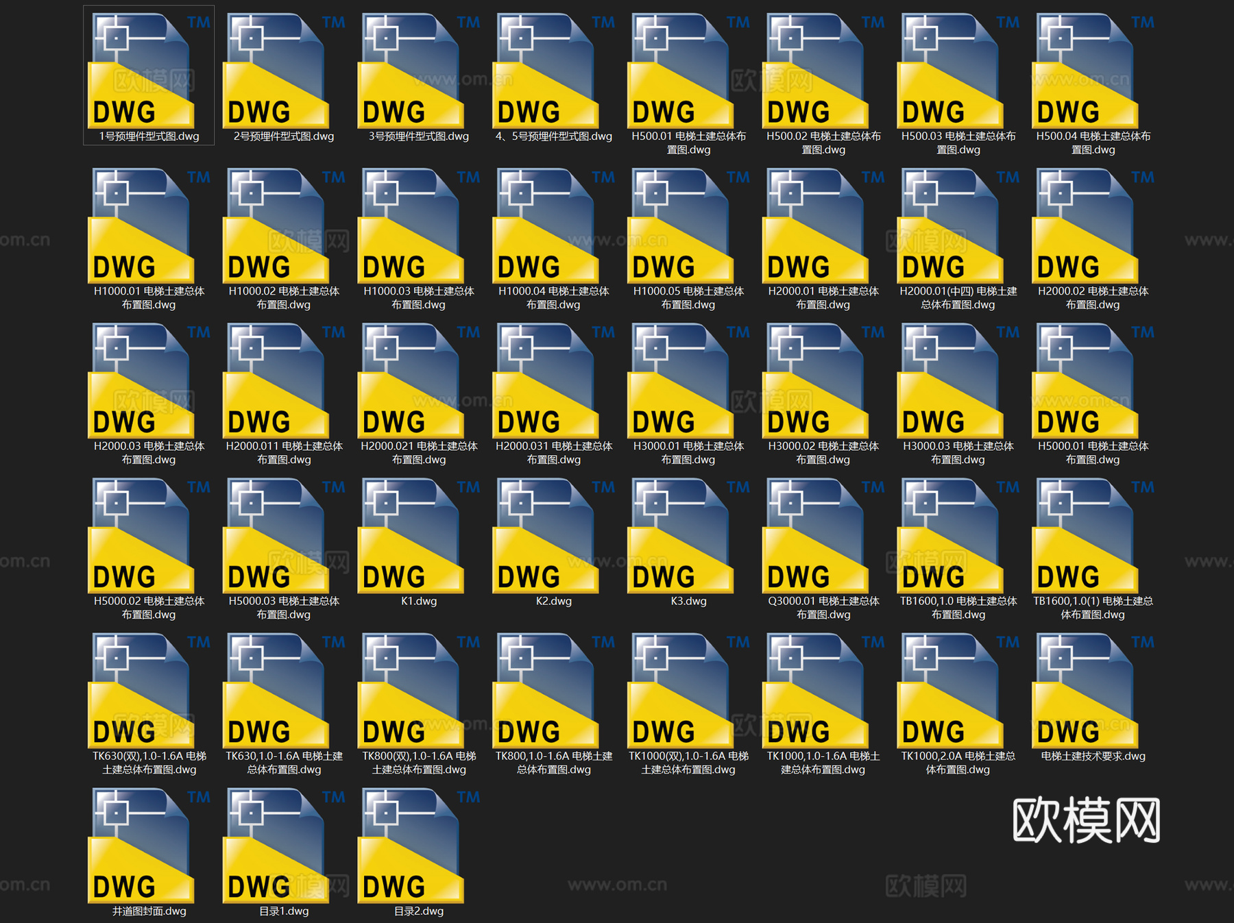 乘客观光电梯土建布置CAD施工图全套cad施工图