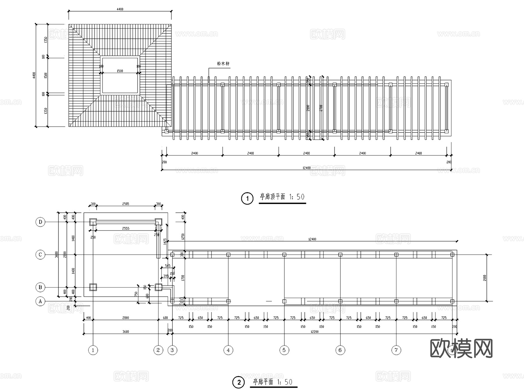景观休闲廊架花架长廊大样CAD施工图集 70套cad施工图