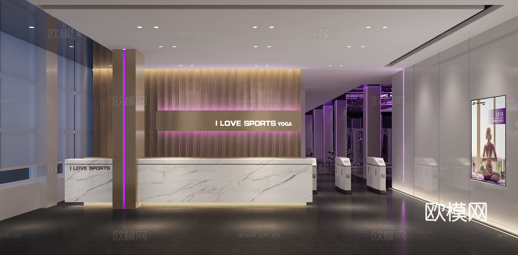 健身房 最新全套施工图 效果图合集cad施工图