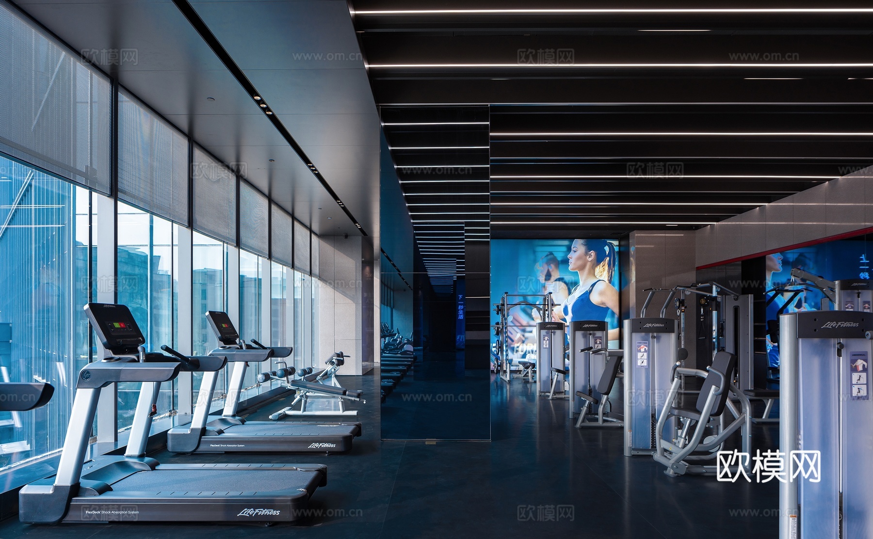 健身房 最新全套施工图 效果图合集cad施工图