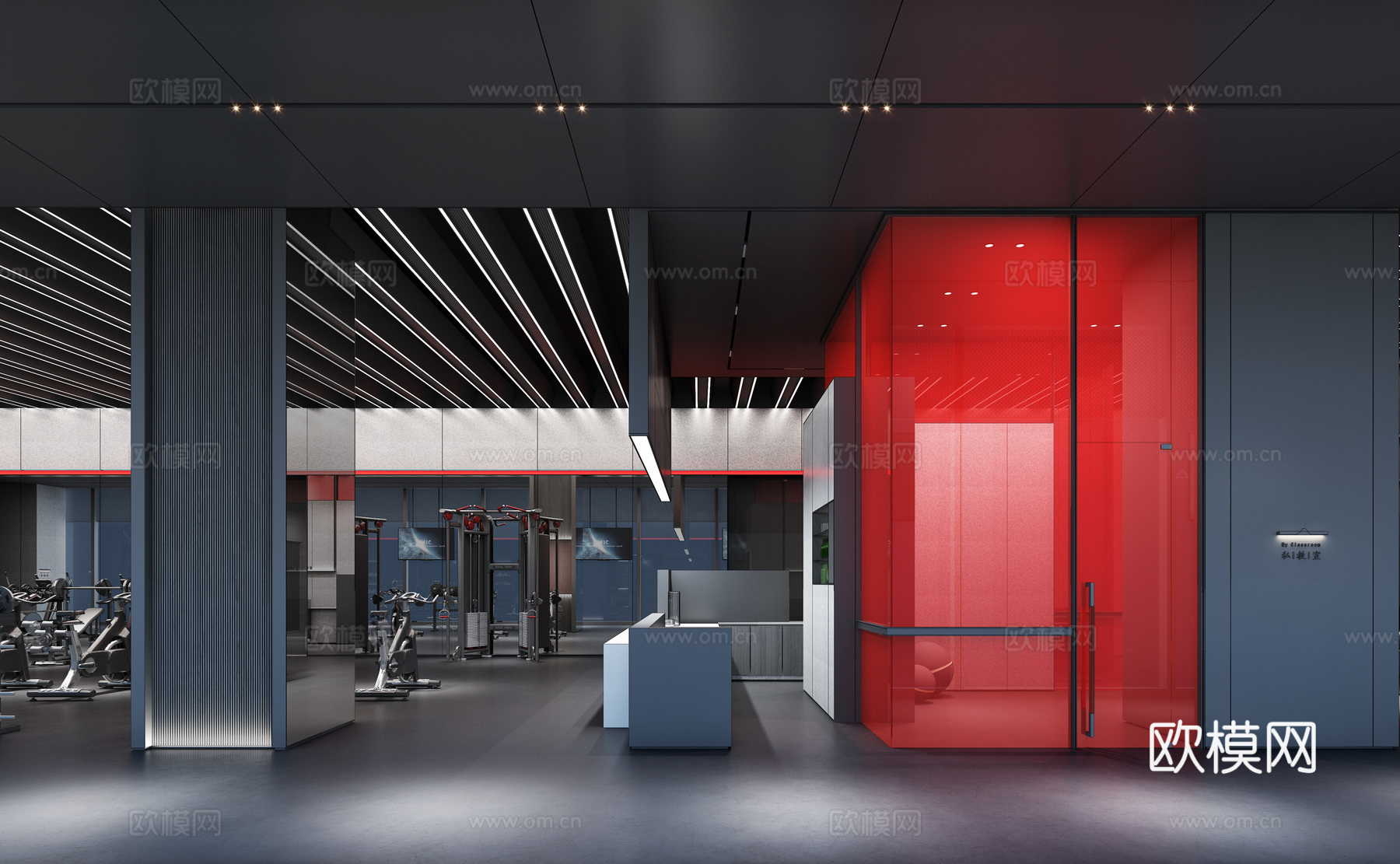 健身房 最新全套施工图 效果图合集cad施工图