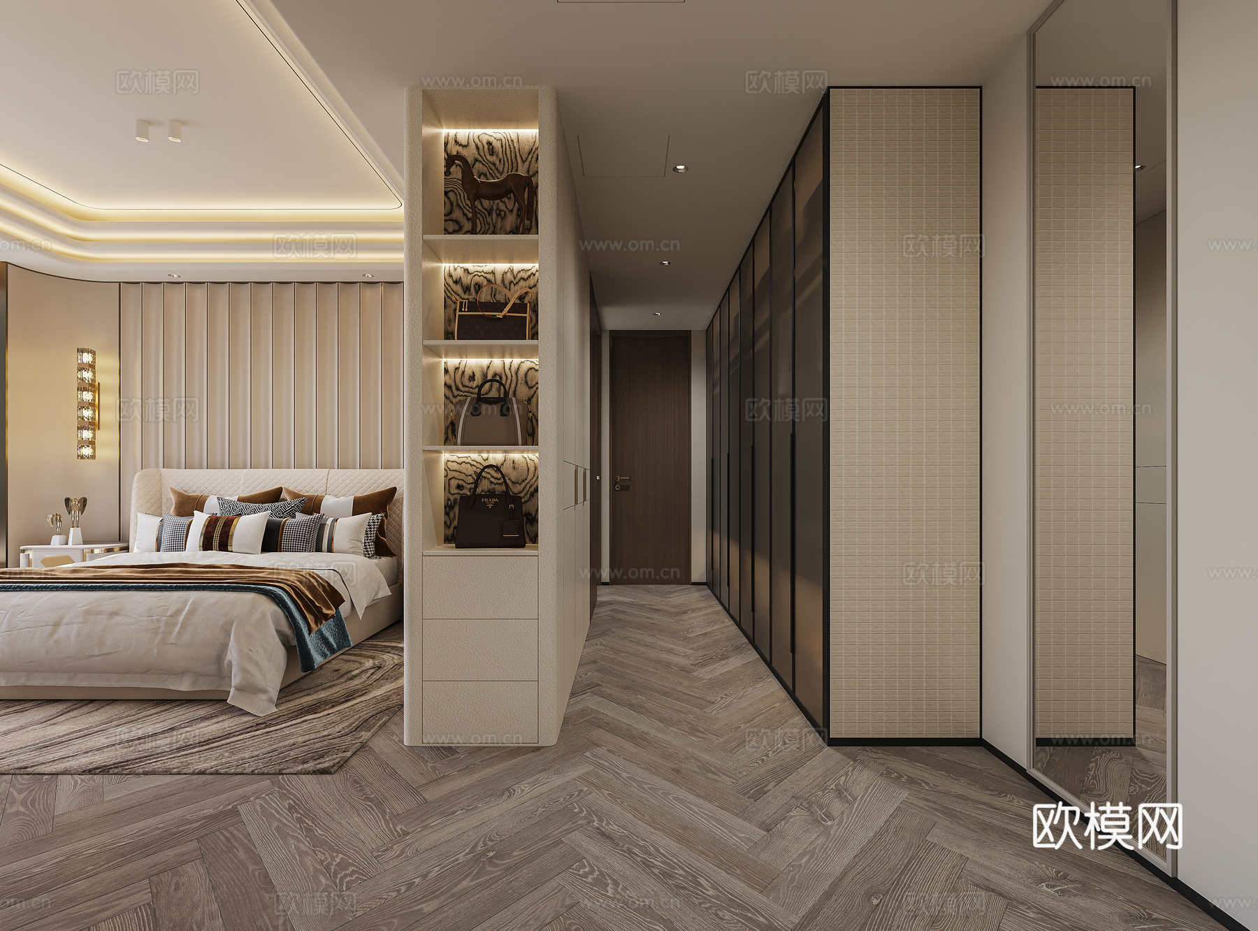 现代卧室3d模型下载（渲染图1）
