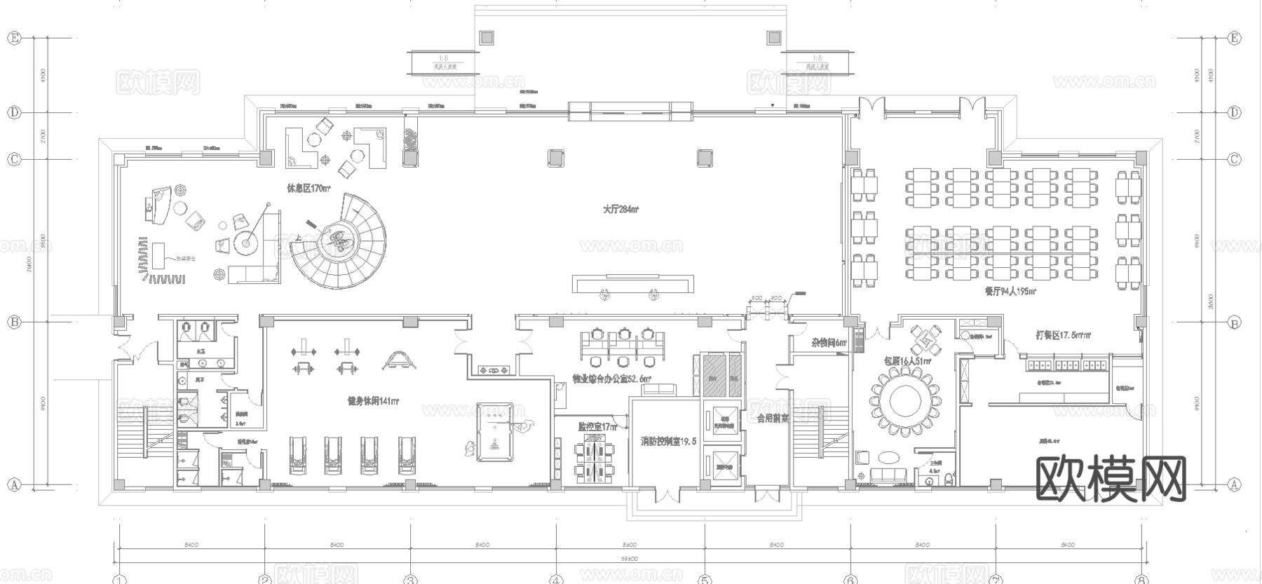 健身房 最新全套施工图 效果图合集cad施工图