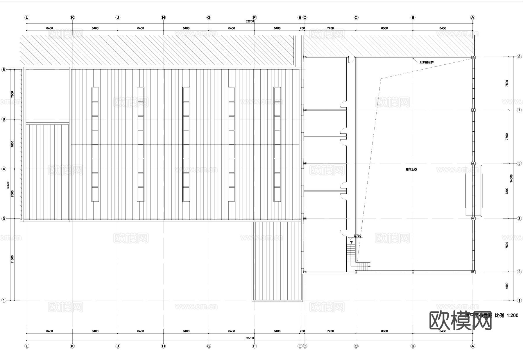4s店汽车展厅维修体验服务中心室内工装cad施工图cad施工图