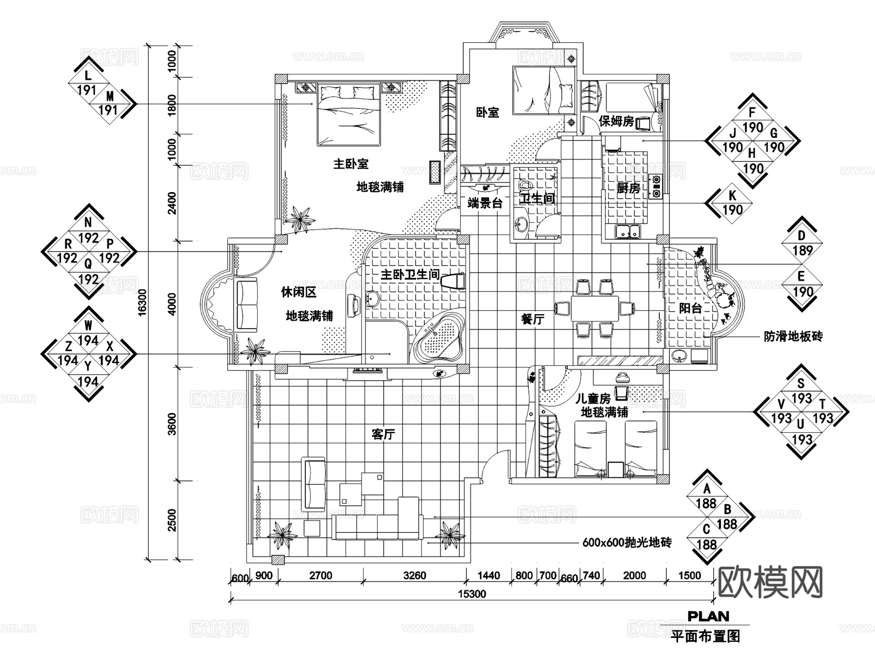 多居室各风格室内装饰CAD施工图集 5套cad施工图
