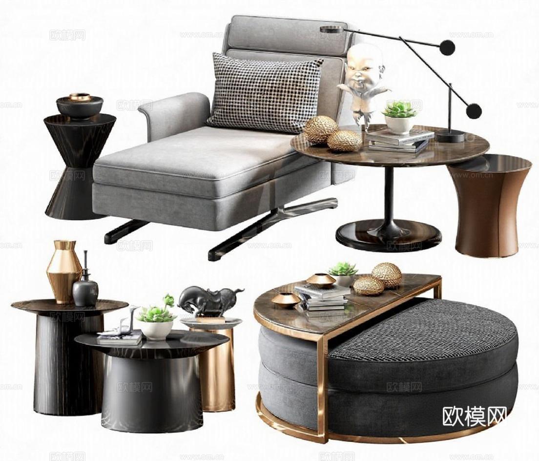 现代轻奢客厅家具3D模型 高端家居设计效果图 大理石金属装饰室内效果图渲染素材免费3d模型