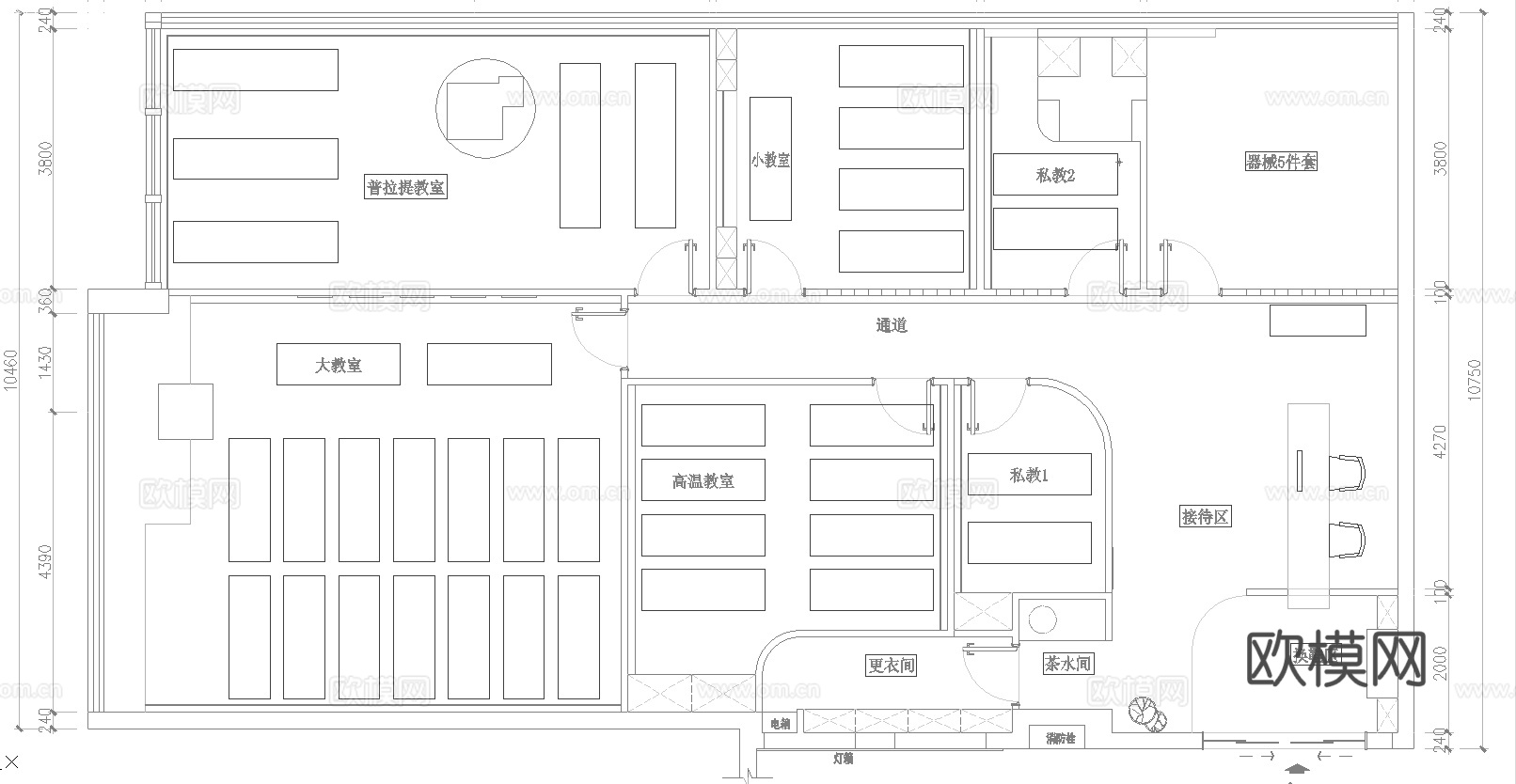 瑜伽健身 最新平面施工图合集cad施工图