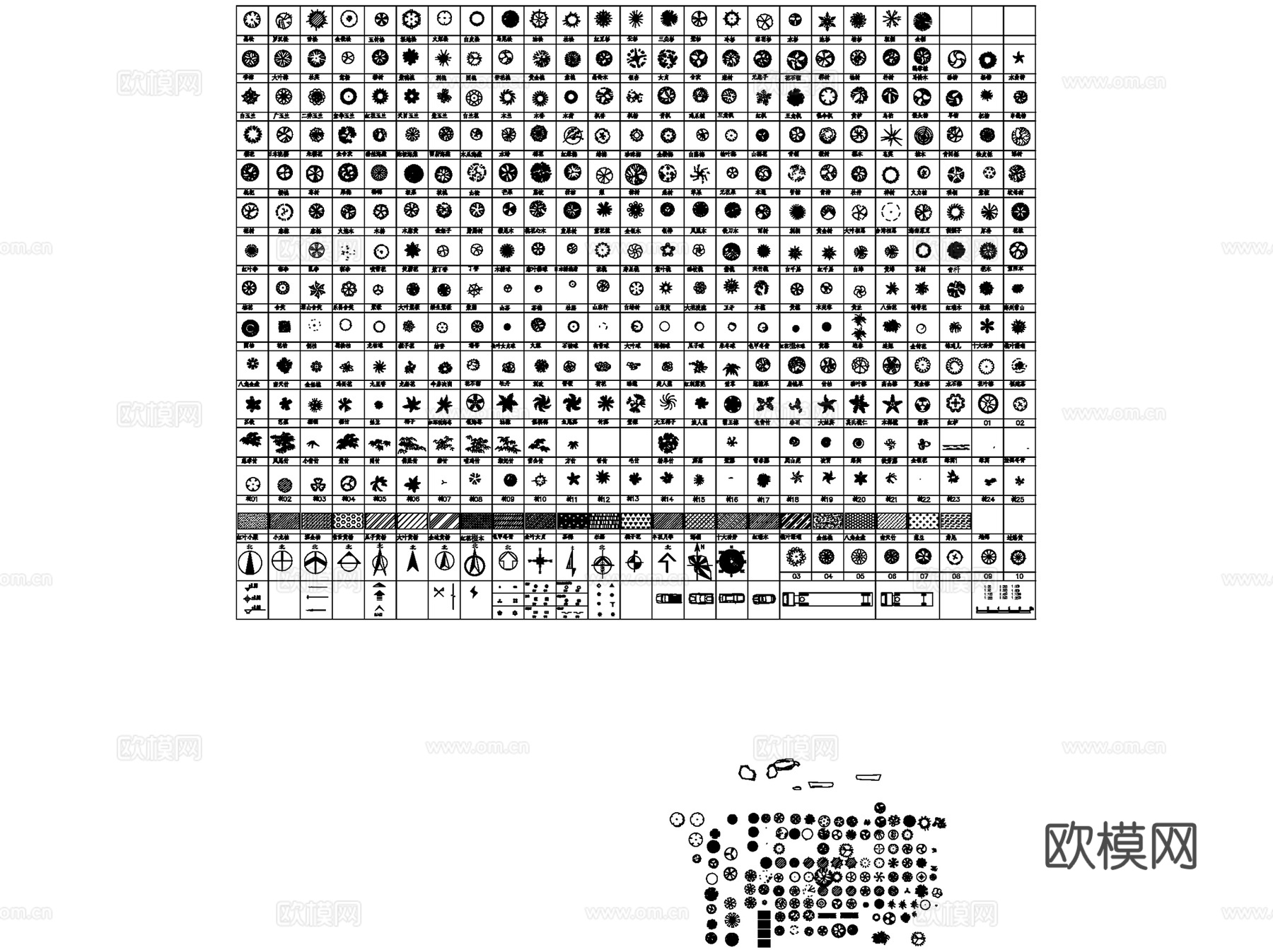 常用园林景观素材图块图库CAD施工图集cad施工图