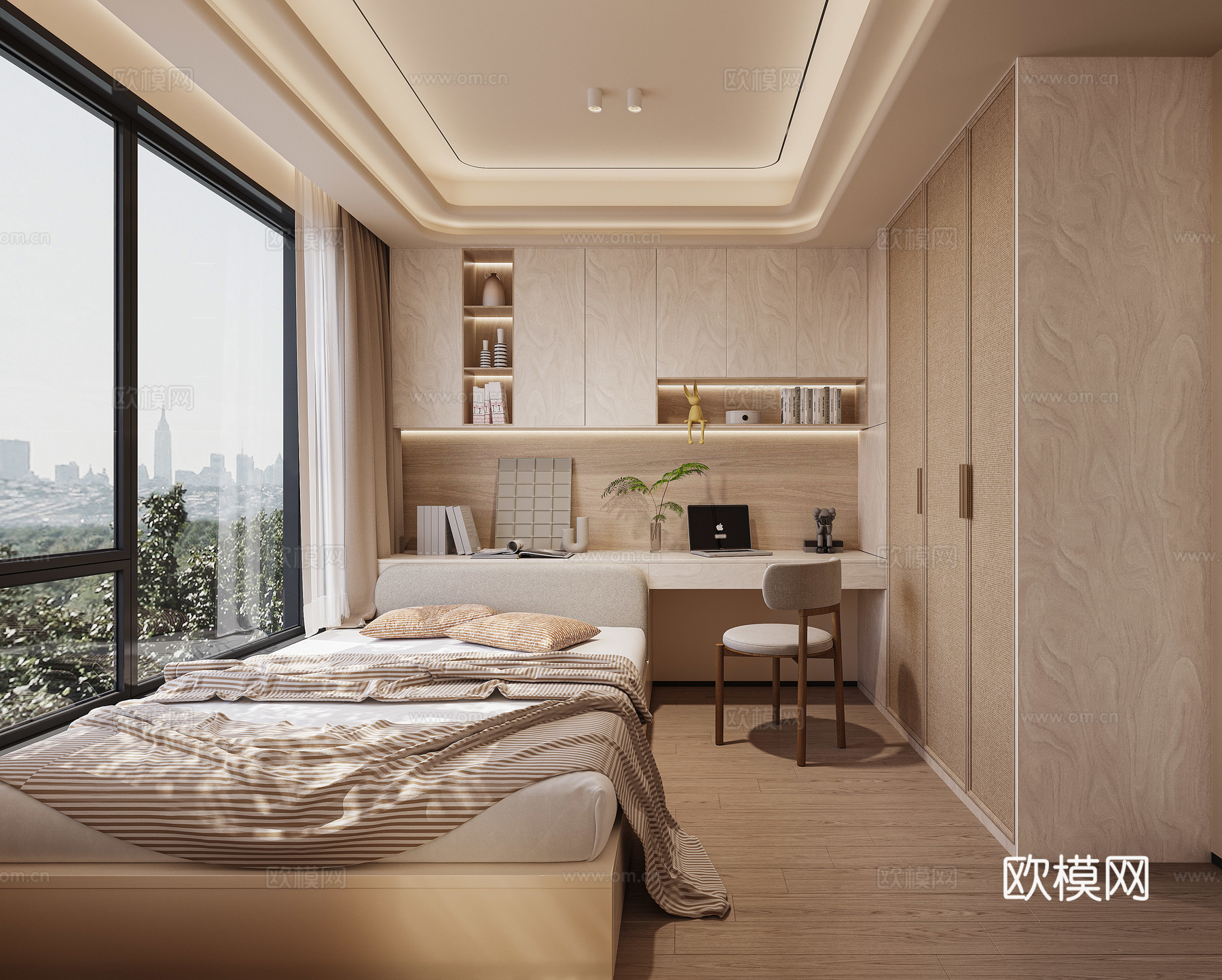 床，床头柜，梳妆台，椅子，休闲椅，书柜，展示柜，衣柜,摆件，3d模型下载