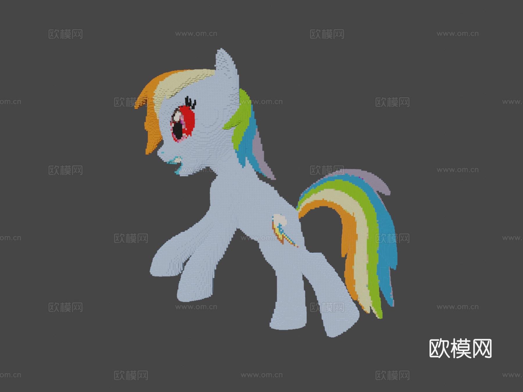 我的世界彩虹小马建造示意图3d模型下载（渲染图6）