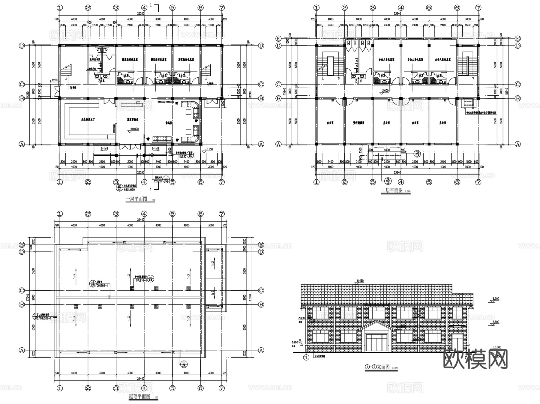 游客接待中心集散服务中心建筑CAD施工图集 15套cad施工图cad施工图