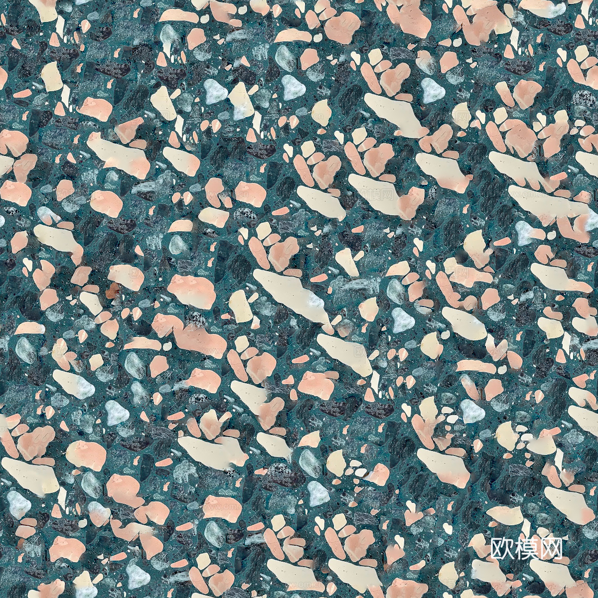 蓝色青色背景彩色碎石水磨石肌理13