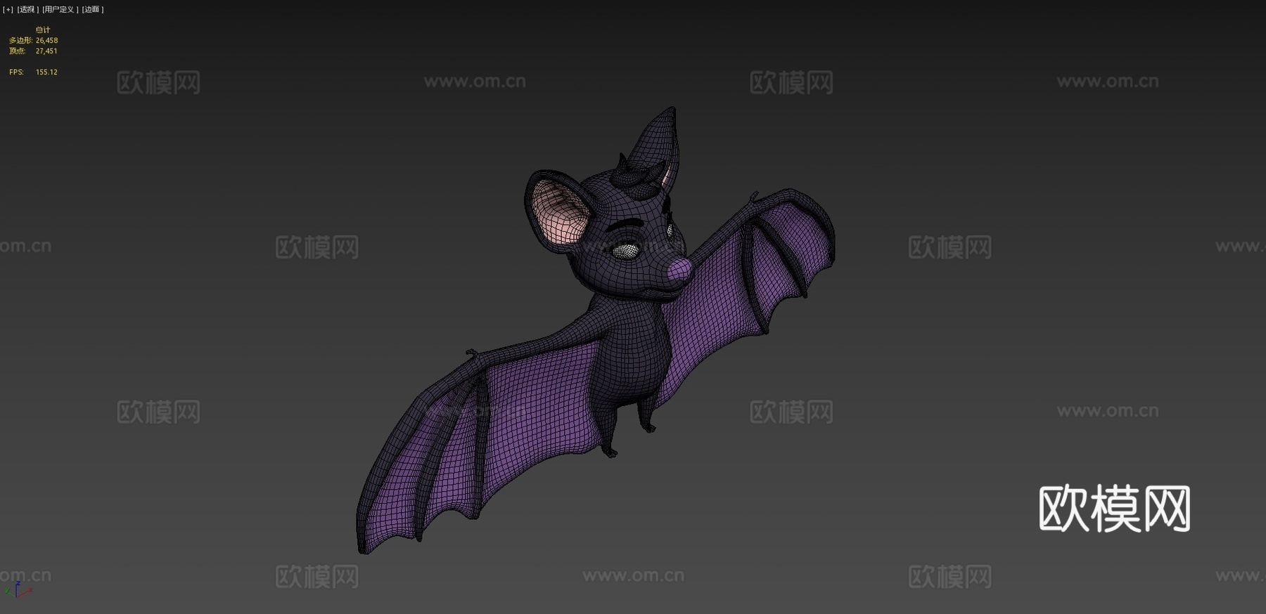 小蝙蝠巴蒂3d模型下载（渲染图4）
