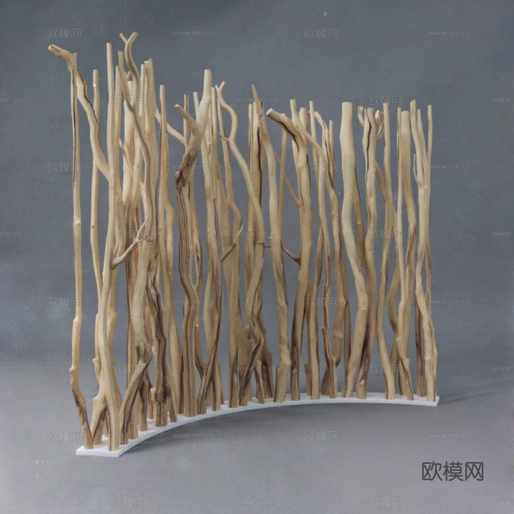 天然树枝艺术雕塑 现代简约家居装饰摆件免费3d模型
