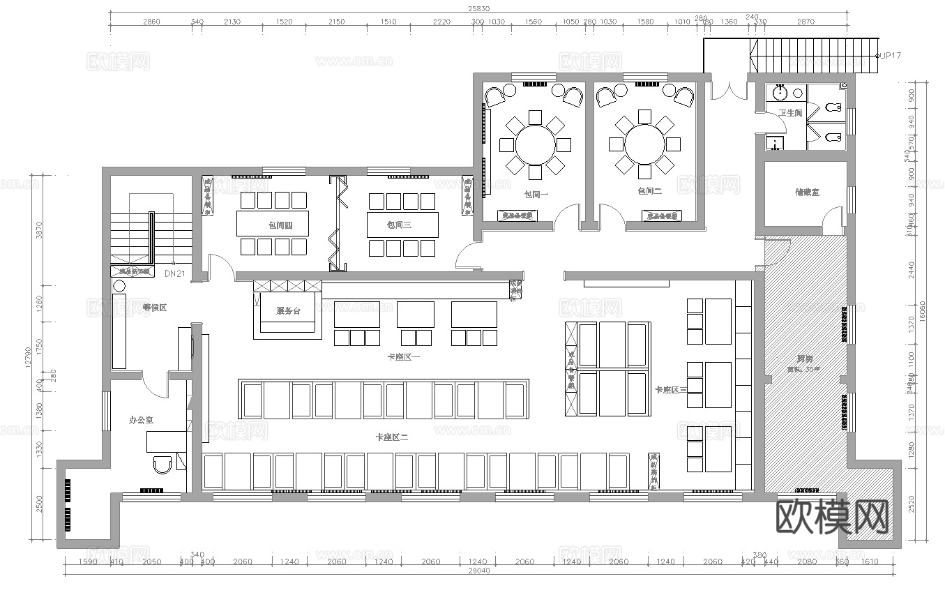 火锅店 串串店 最新平面施工图合集cad施工图