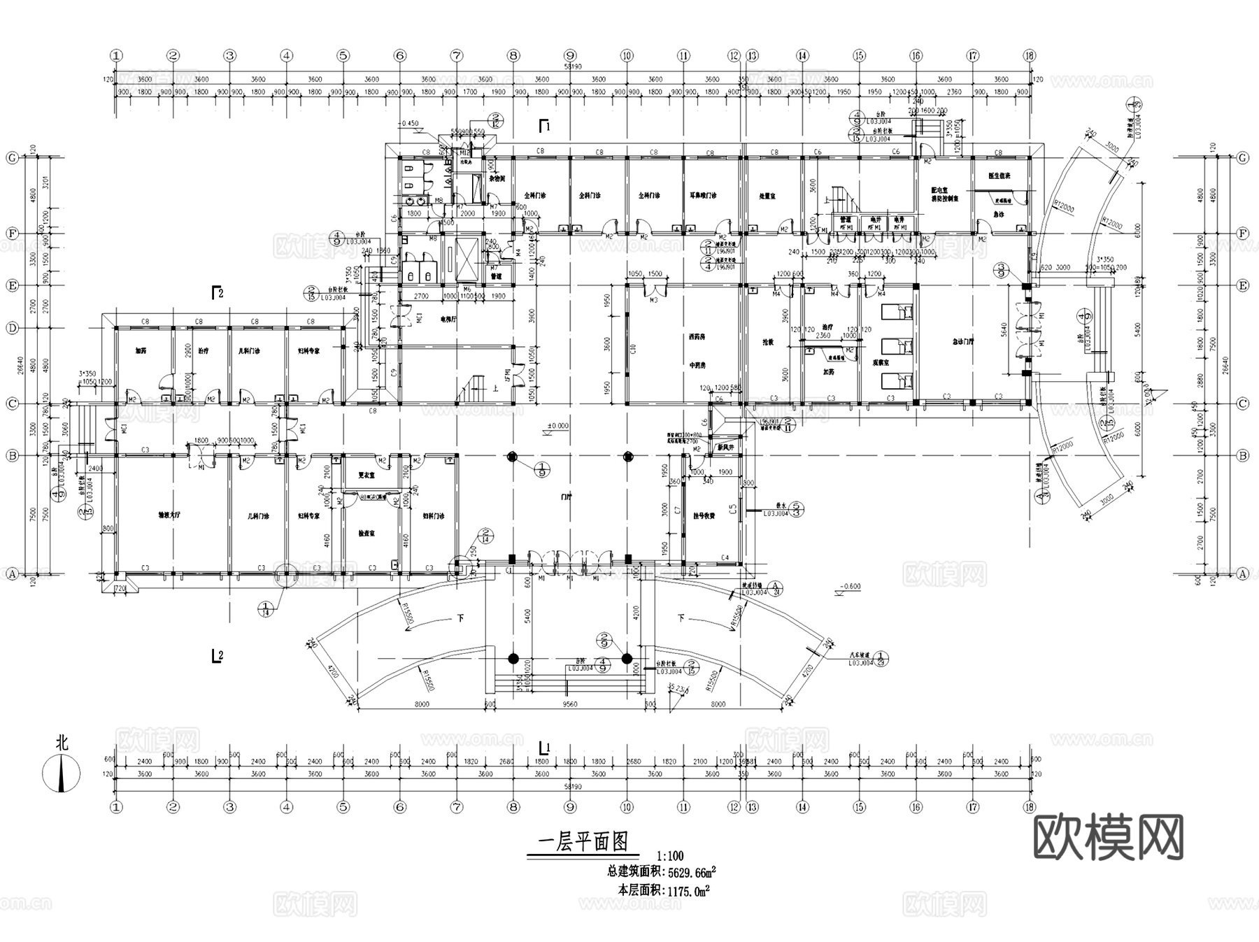 医院医疗中心疗养院门诊住院楼建筑CAD施工图集 38套cad施工图